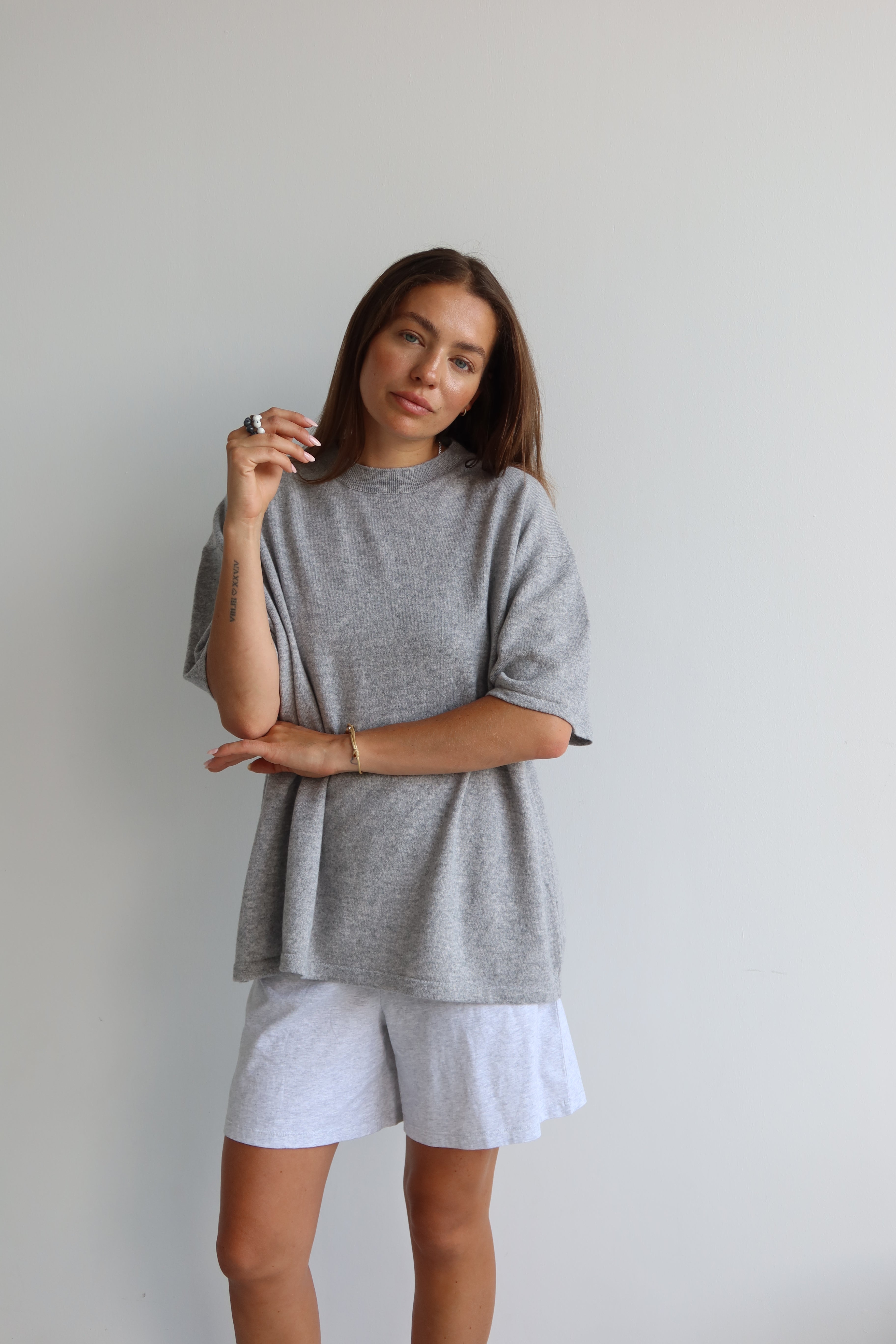 THEA KNIT SHIRT grey melange