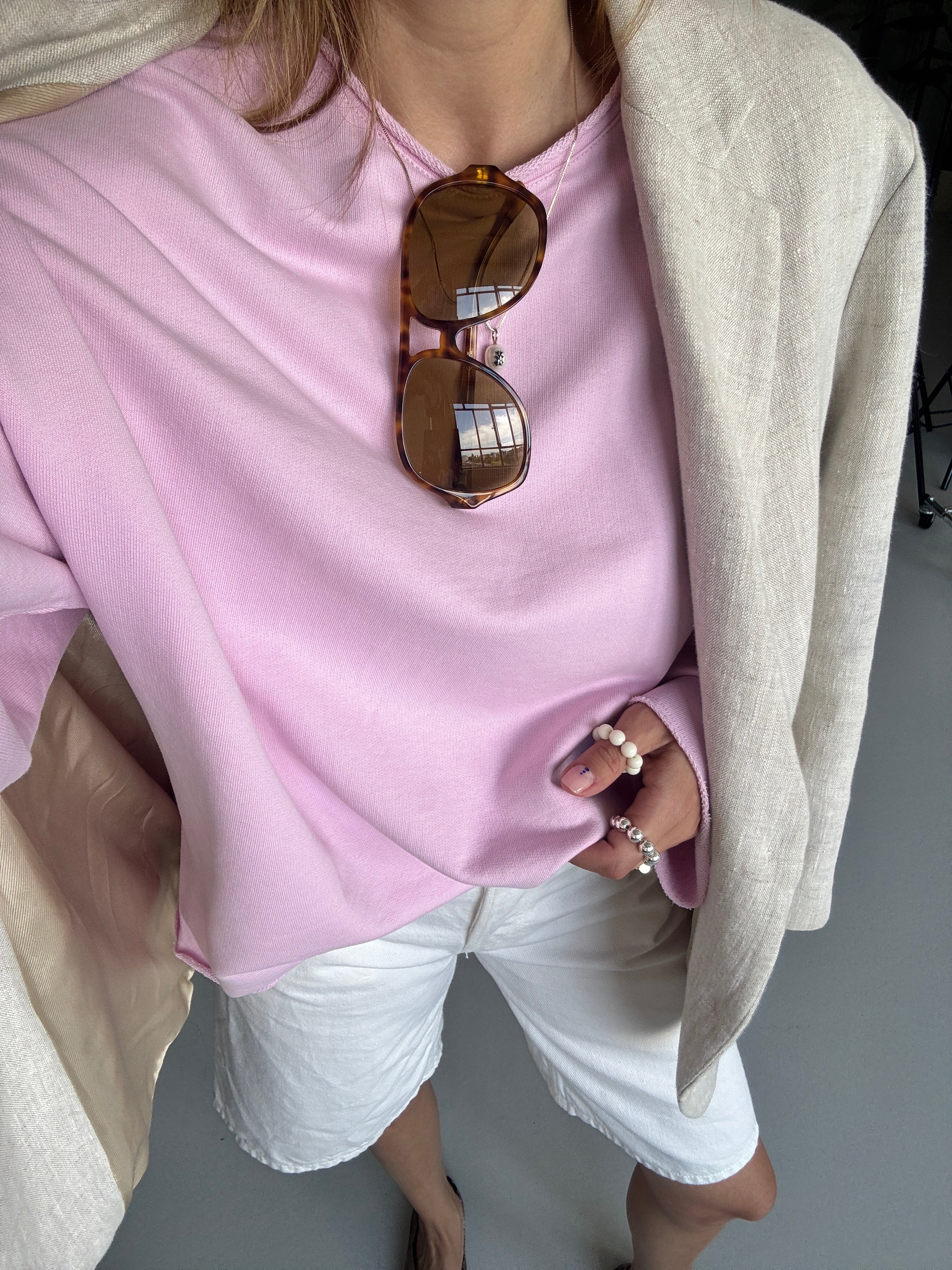 OPEN HEM SWEATSHIRT BLUSH