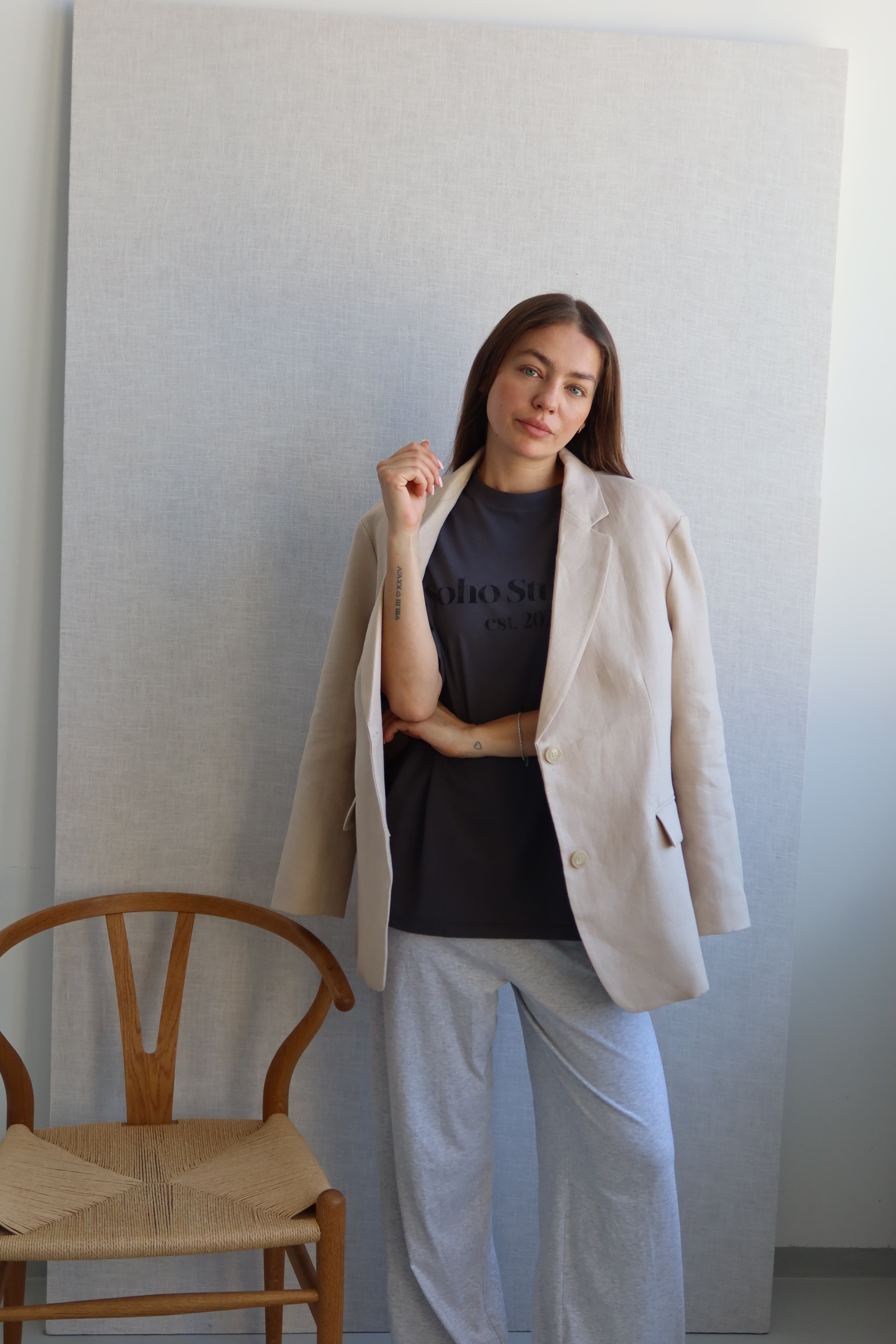 SOHO STUDIOS LIGHT JERSEY PANTS light grey melange