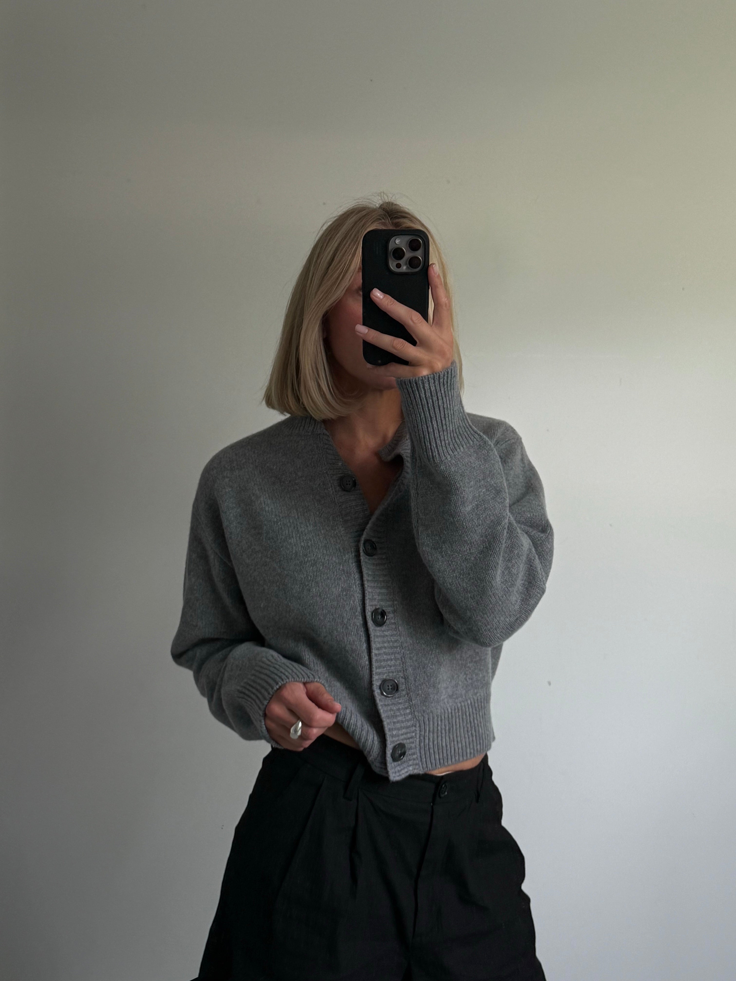 KATE CARDIGAN SHOULDER PADS grey melange
