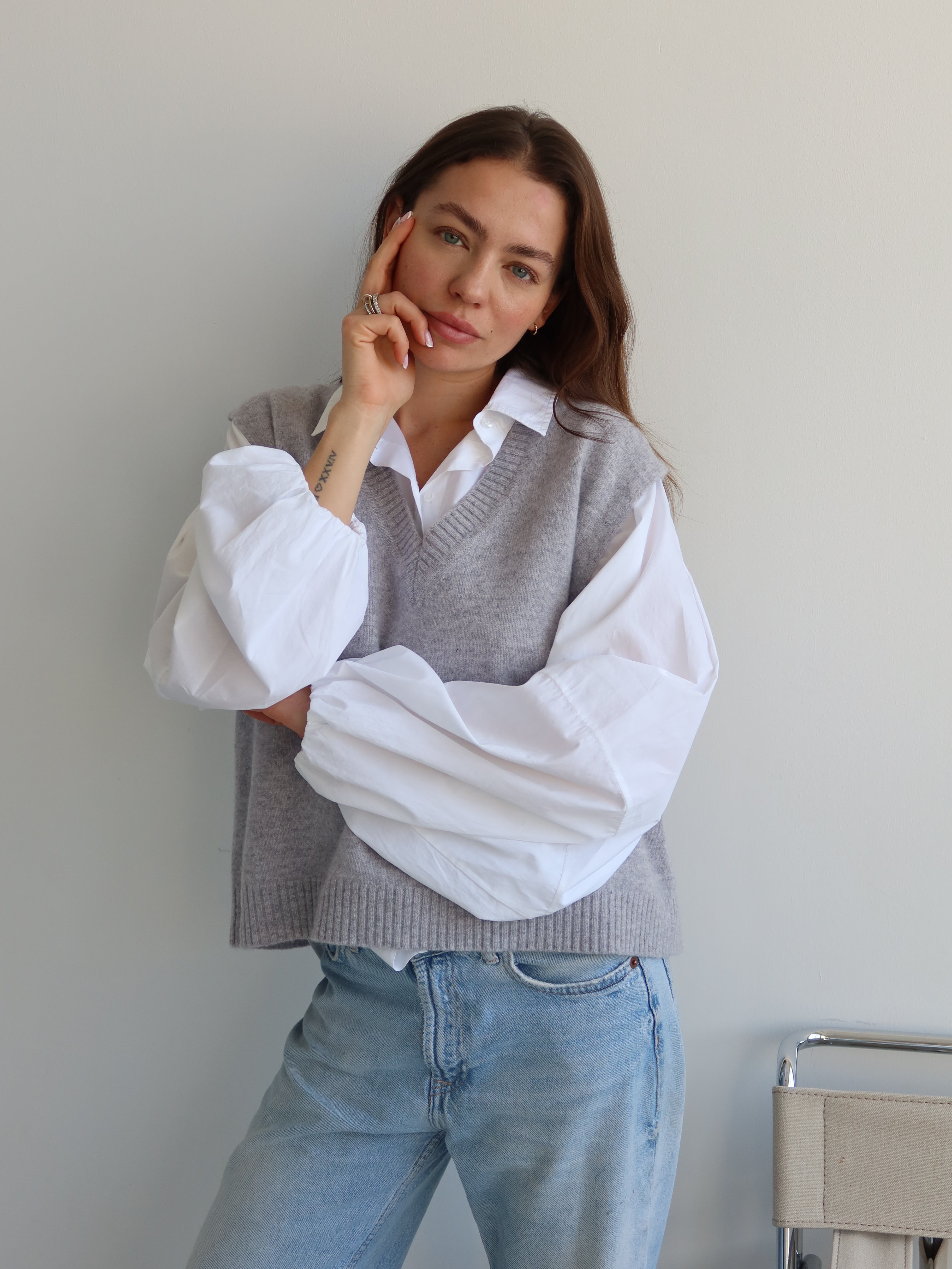 FIONA KNITSHIRT light grey