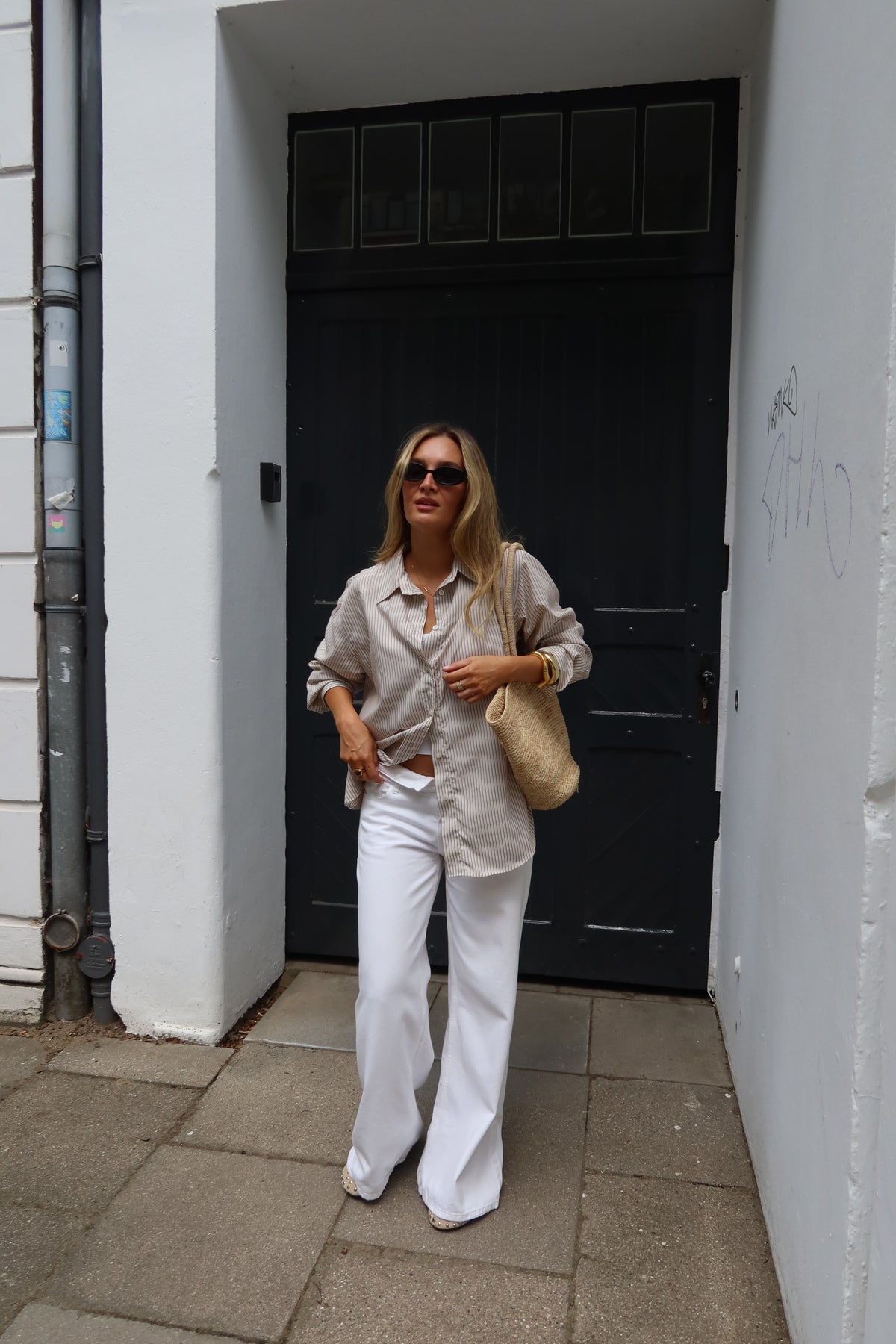 SOHO STUDIOS ELENA BLOUSE BEIGE STRIPE