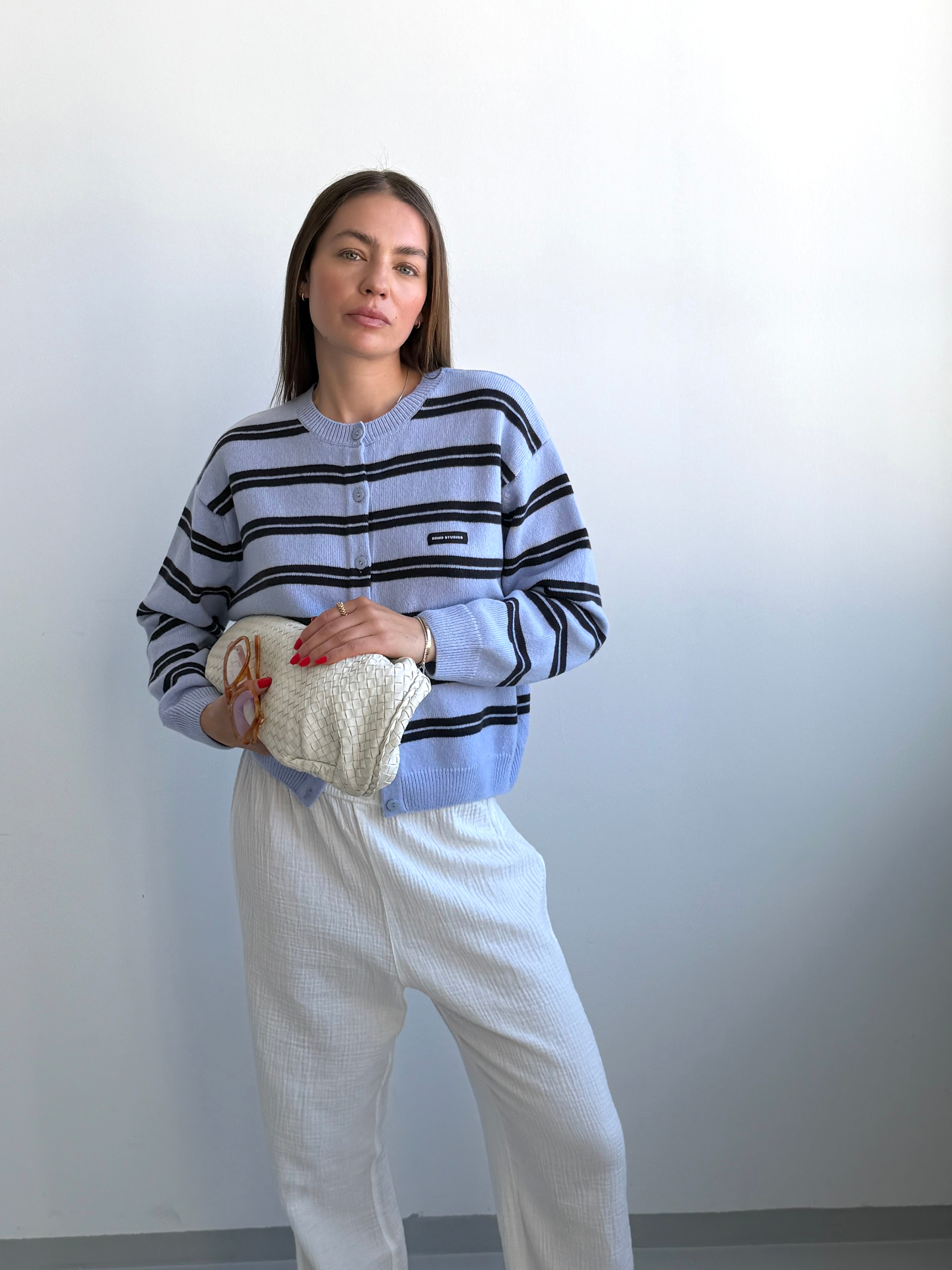 ZOE CARDIGAN light blue I navy