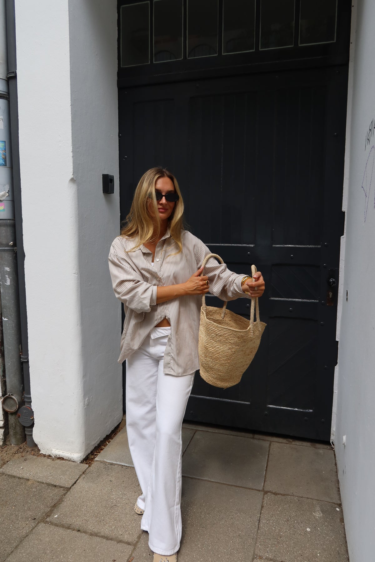SOHO STUDIOS ELENA BLOUSE BEIGE STRIPE