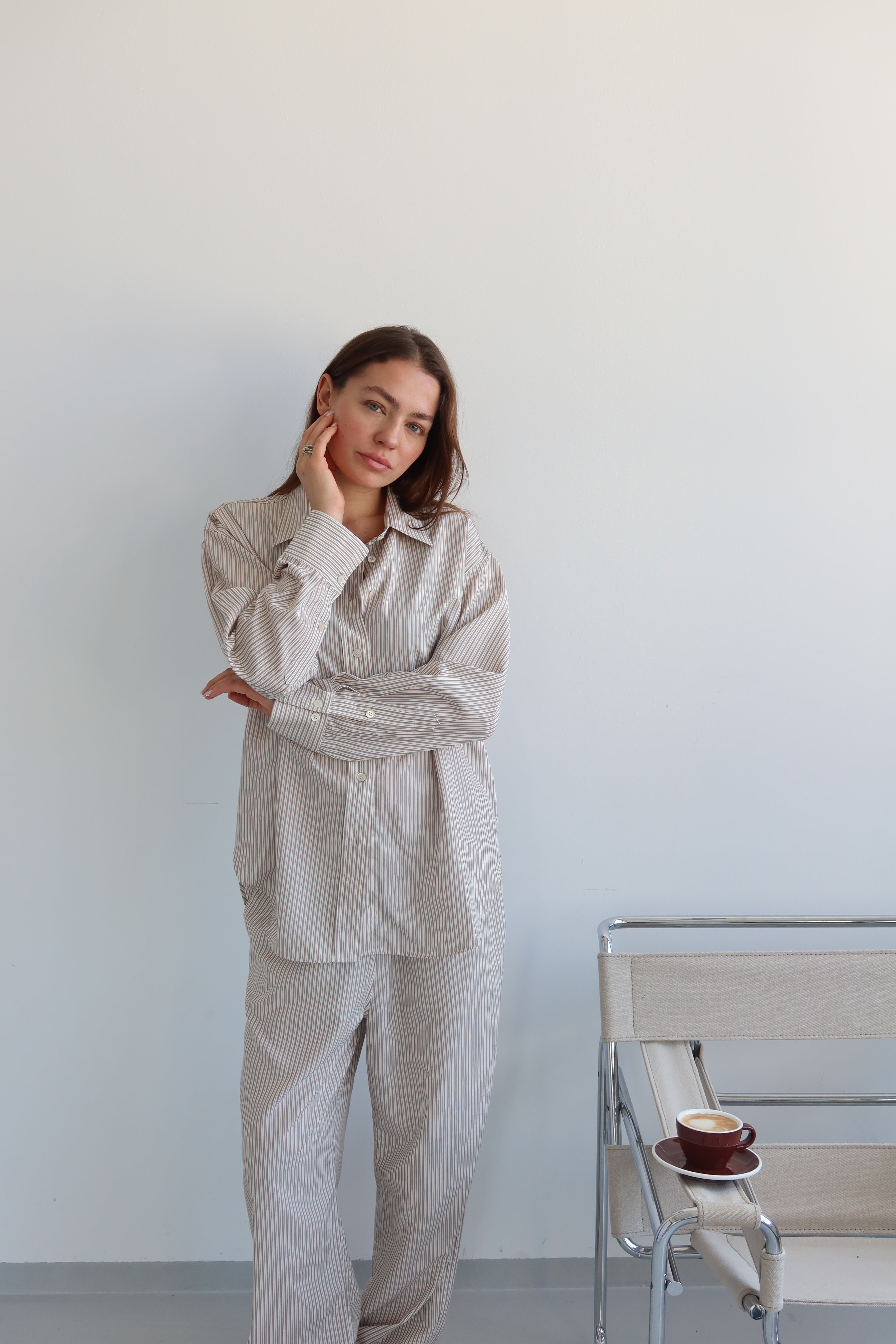 SOHO STUDIOS ELENA BLOUSE BEIGE STRIPE