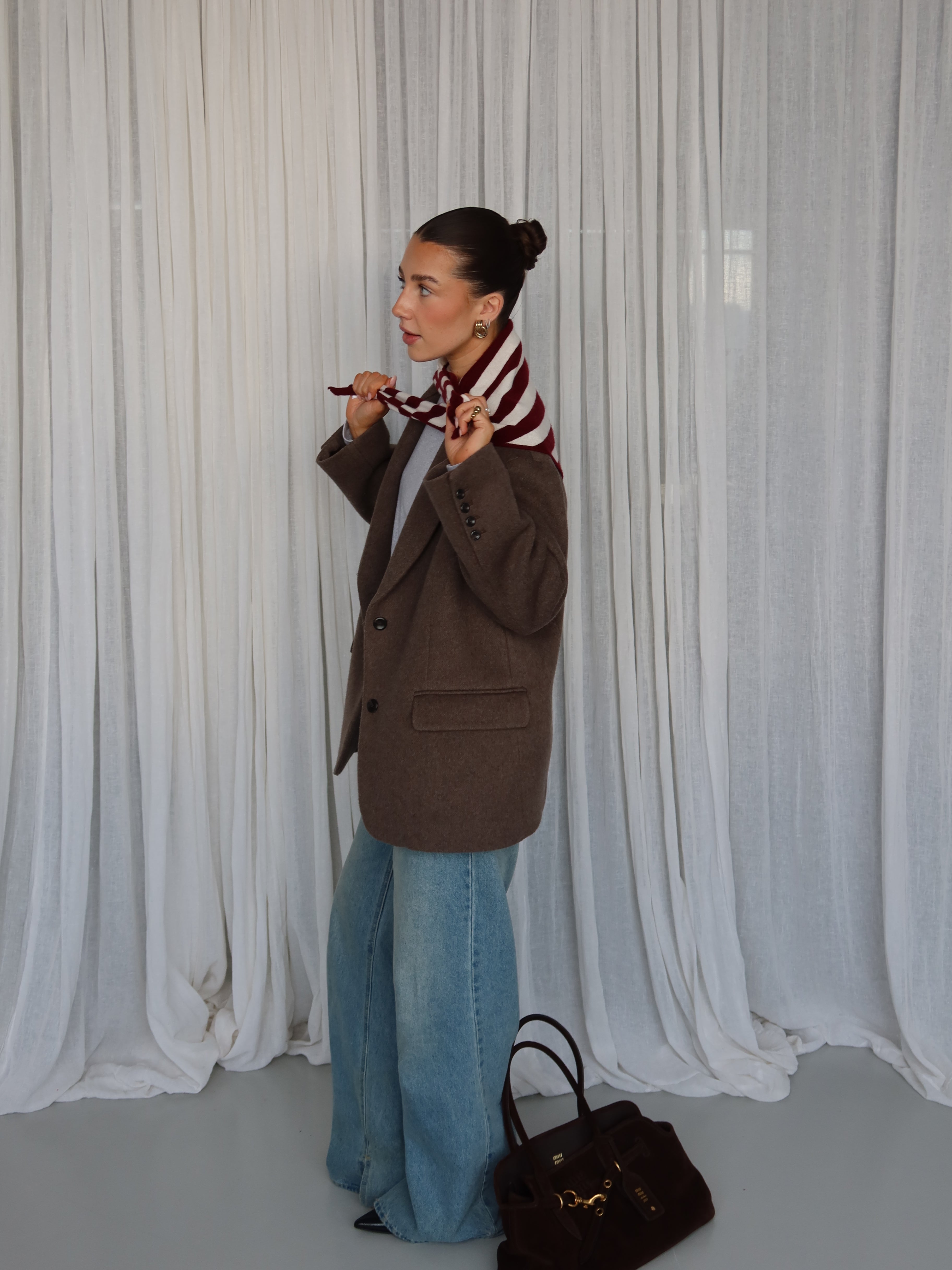 LOUISA CASHMERE SCARF burgundy stripe