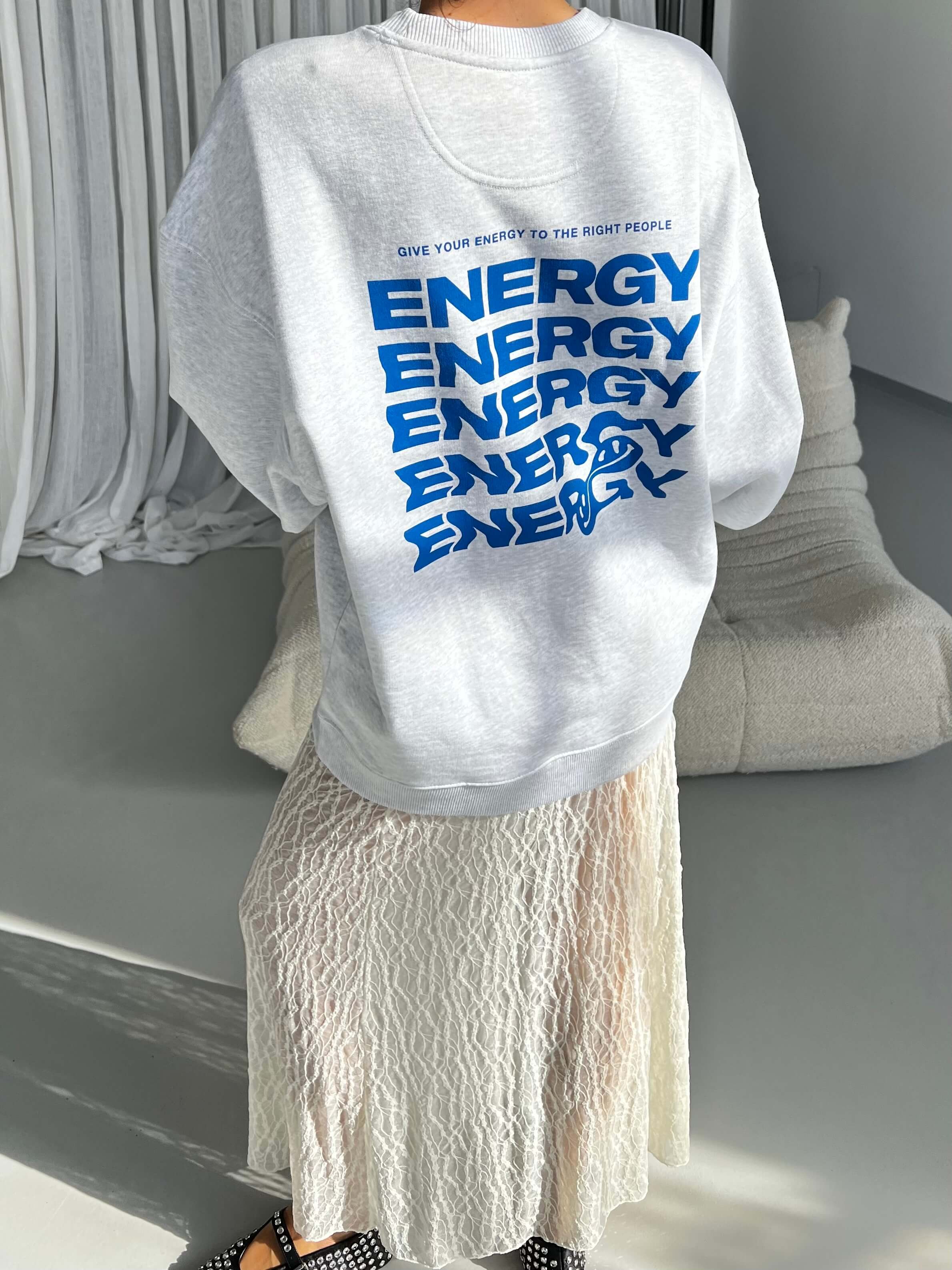 ENERGY SWEATER grey melange I blue