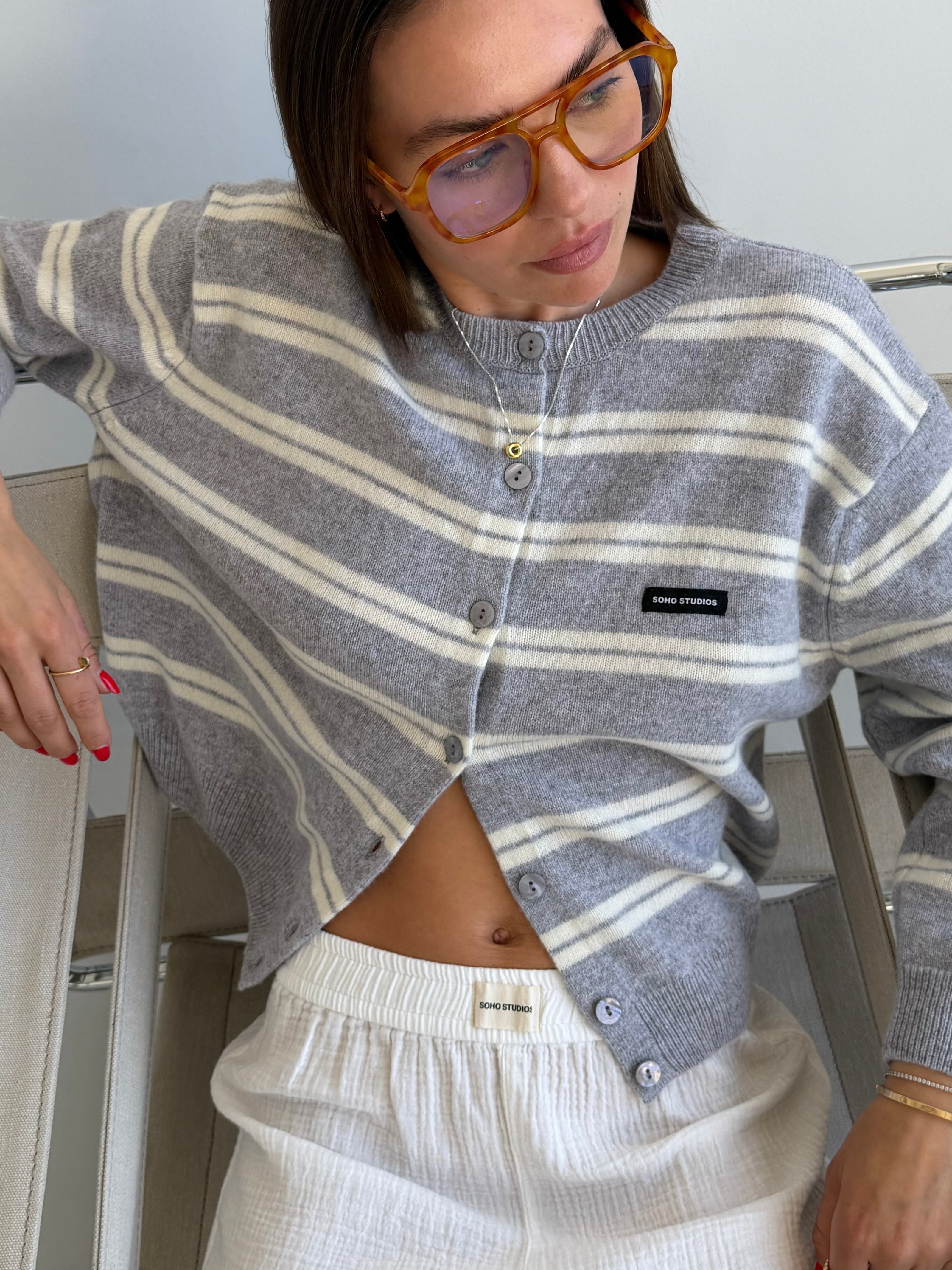 ZOE CARDIGAN grey melange I butter