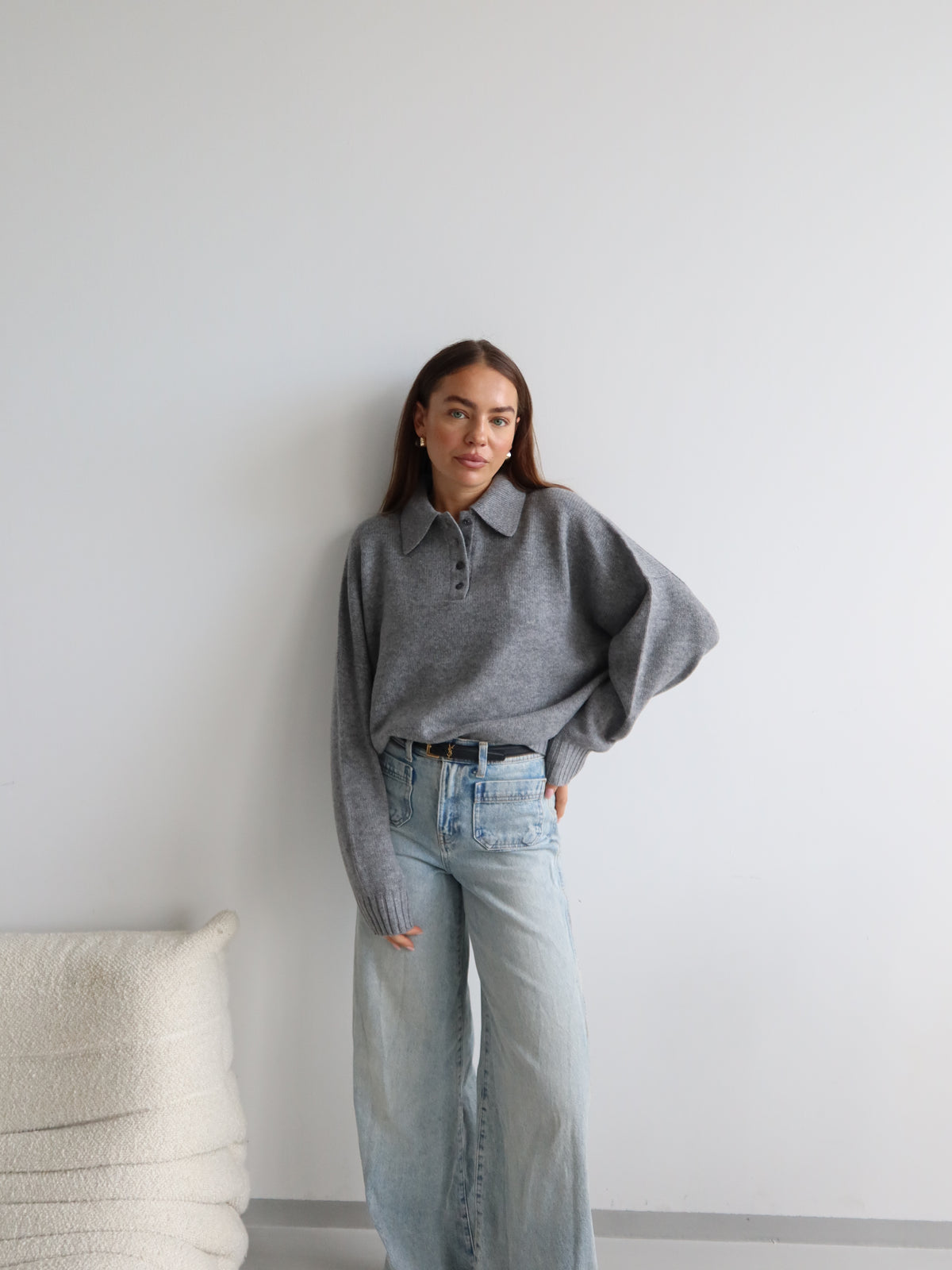 TAMY POLO SWEATSHIRT GREY MELANGE