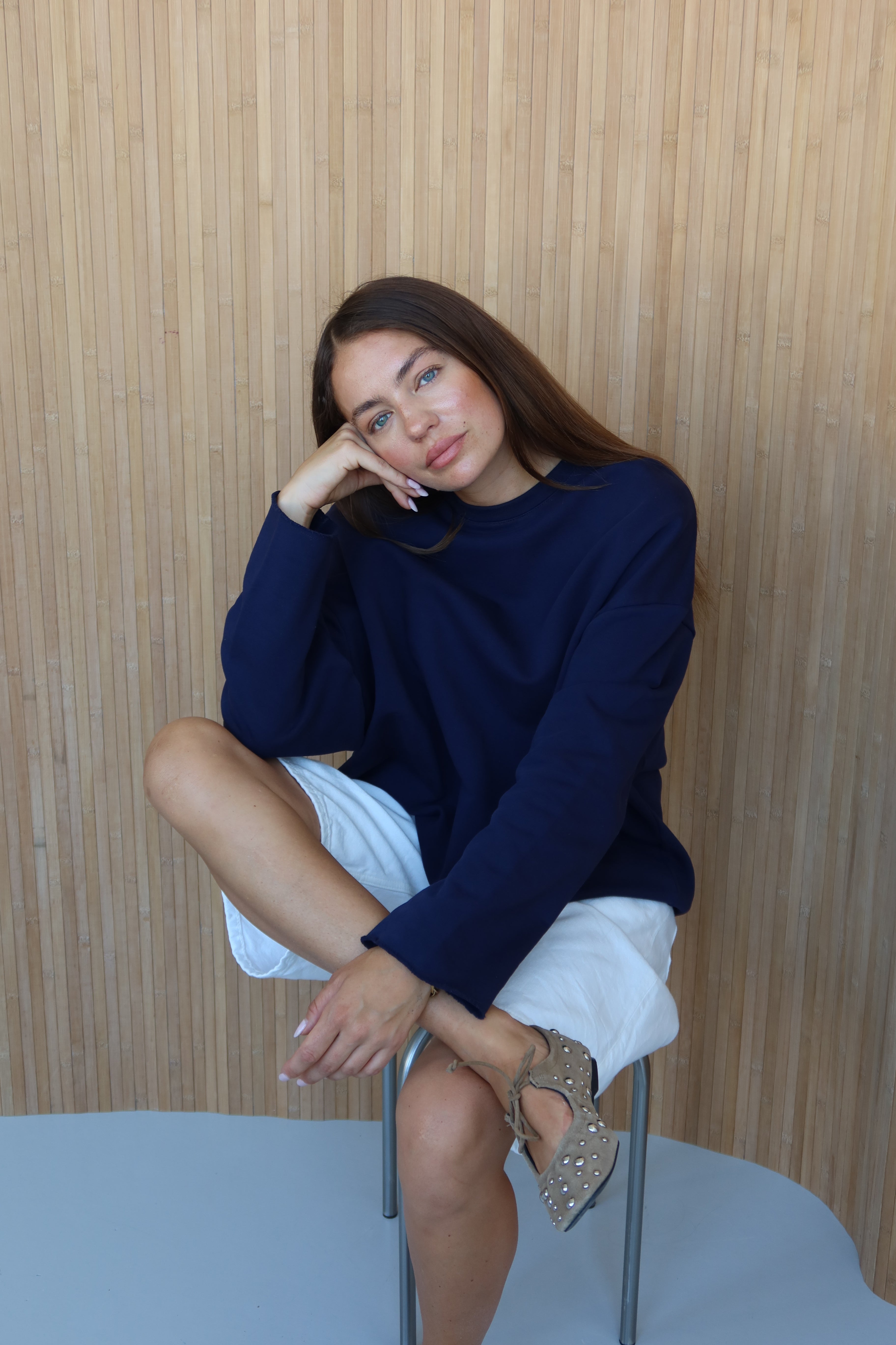 OPEN HEM SWEATSHIRT NAVY