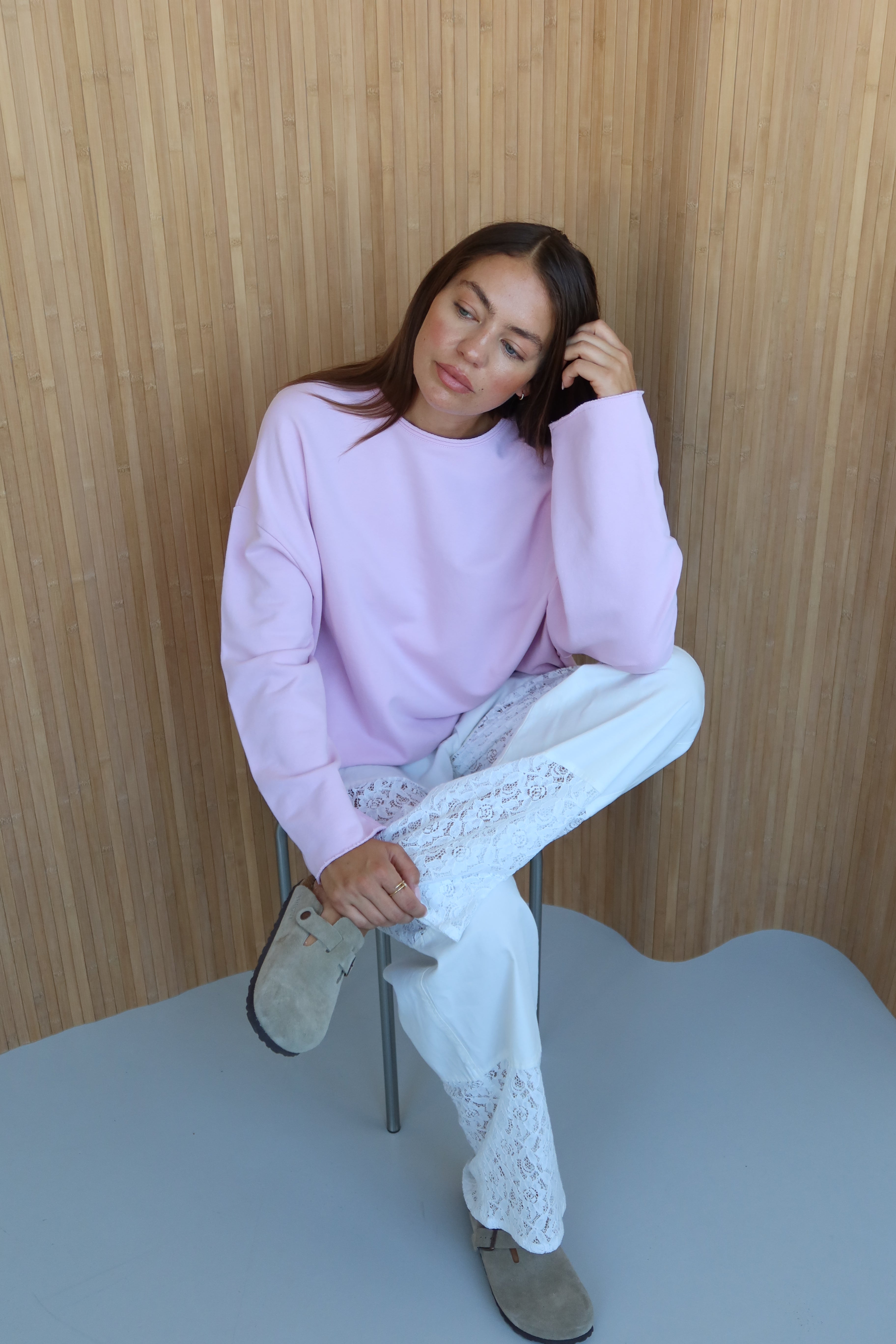 OPEN HEM SWEATSHIRT BLUSH