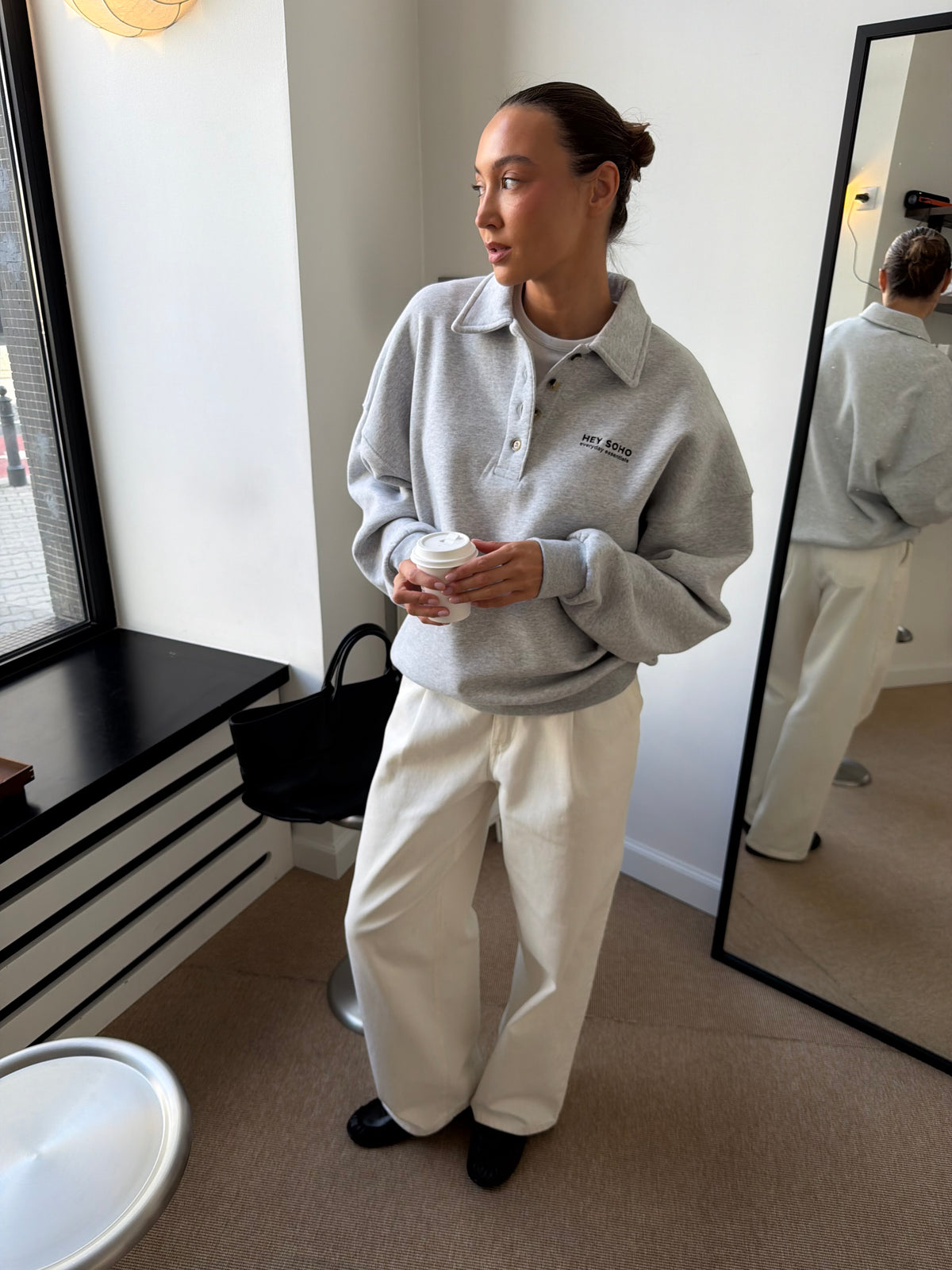 POLO SWEATSHIRT LT GREY MELANGE