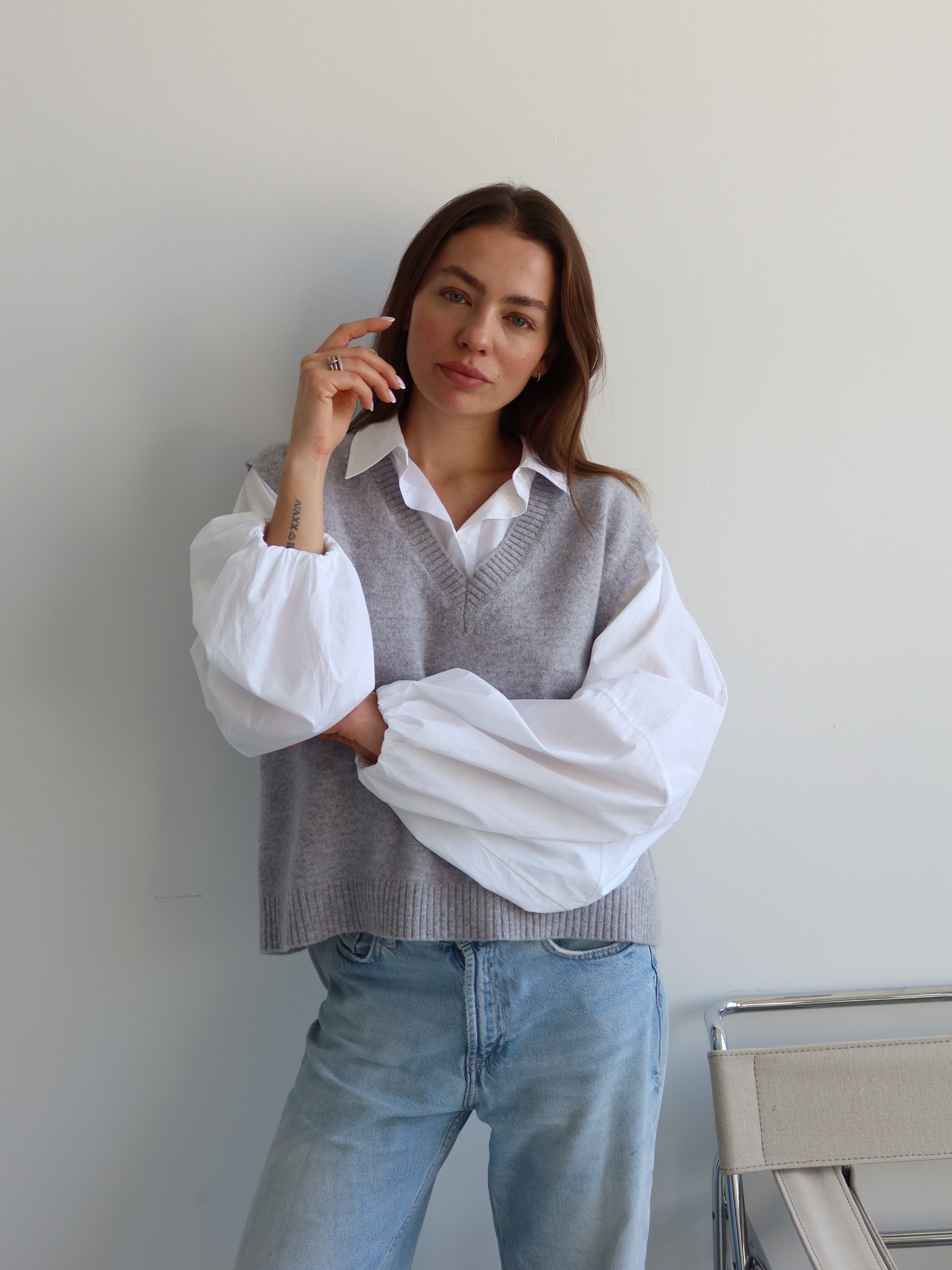 FIONA KNITSHIRT light grey