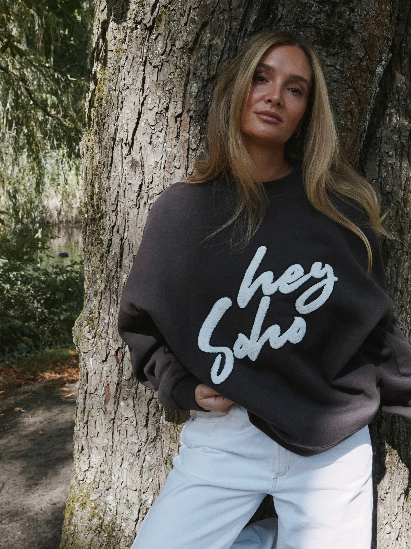 HEY SOHO APPLIKATION SWEATSHIRT COFFEE BEAN