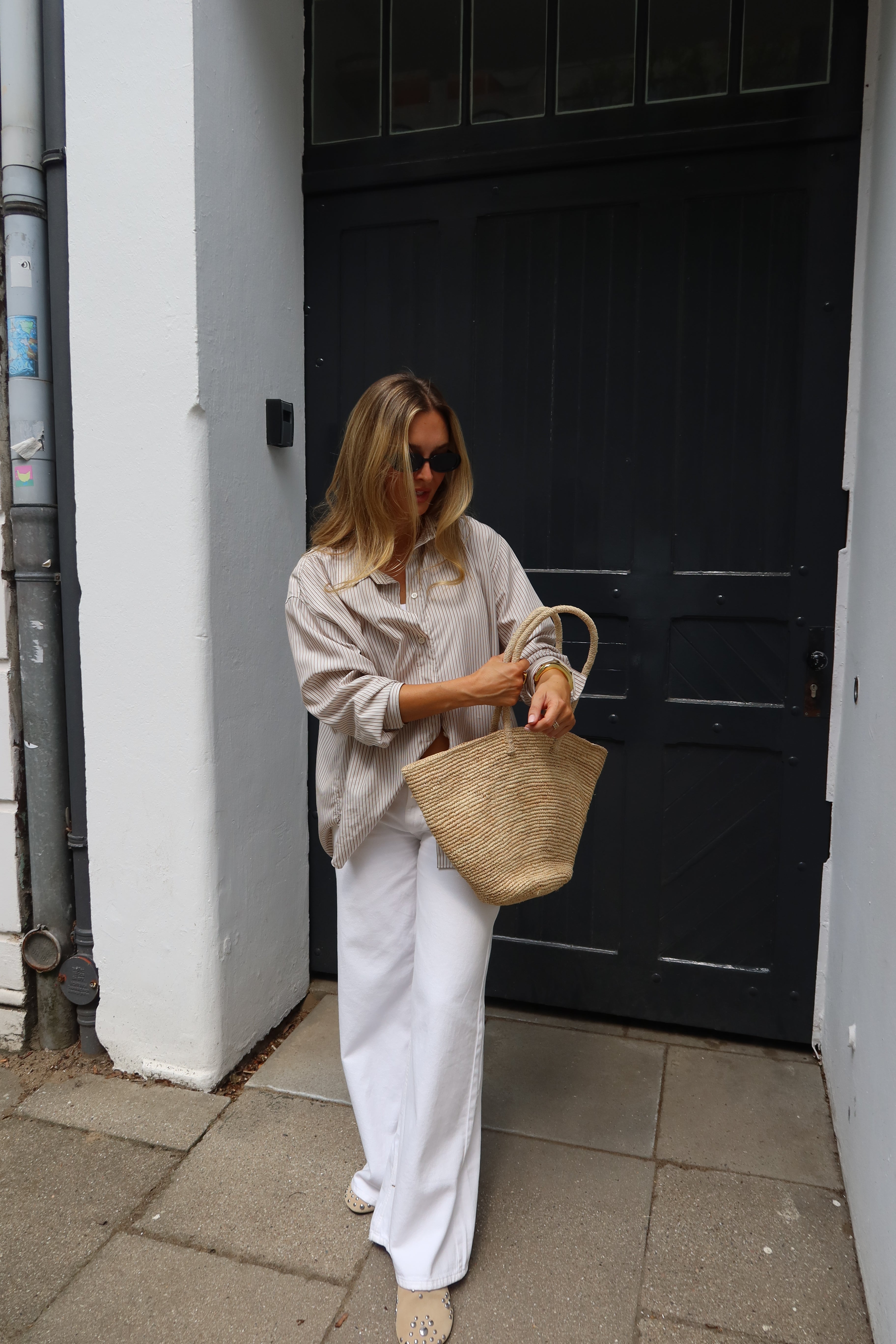 SOHO STUDIOS ELENA BLOUSE BEIGE STRIPE