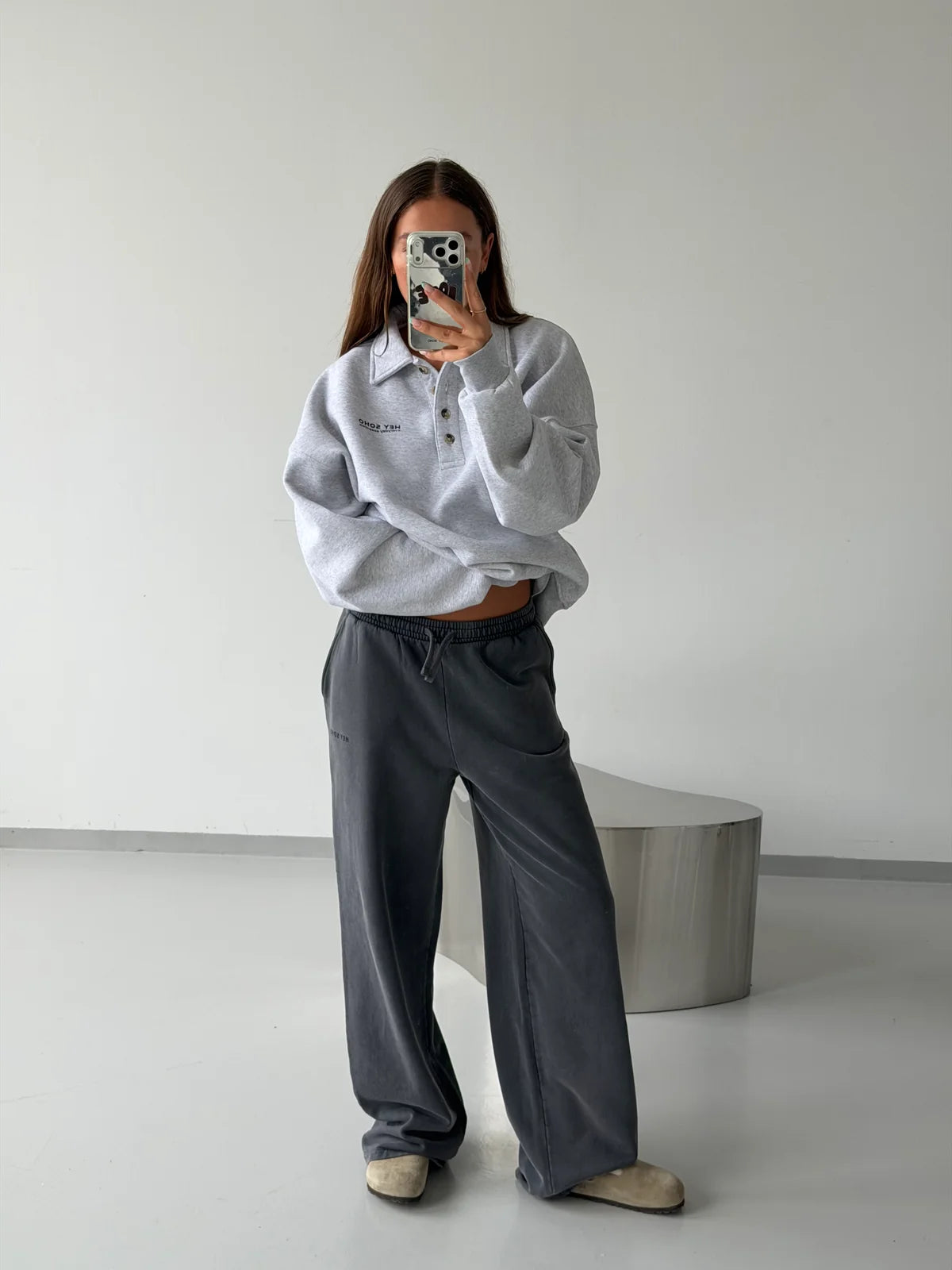 POLO SWEATSHIRT LT GREY MELANGE