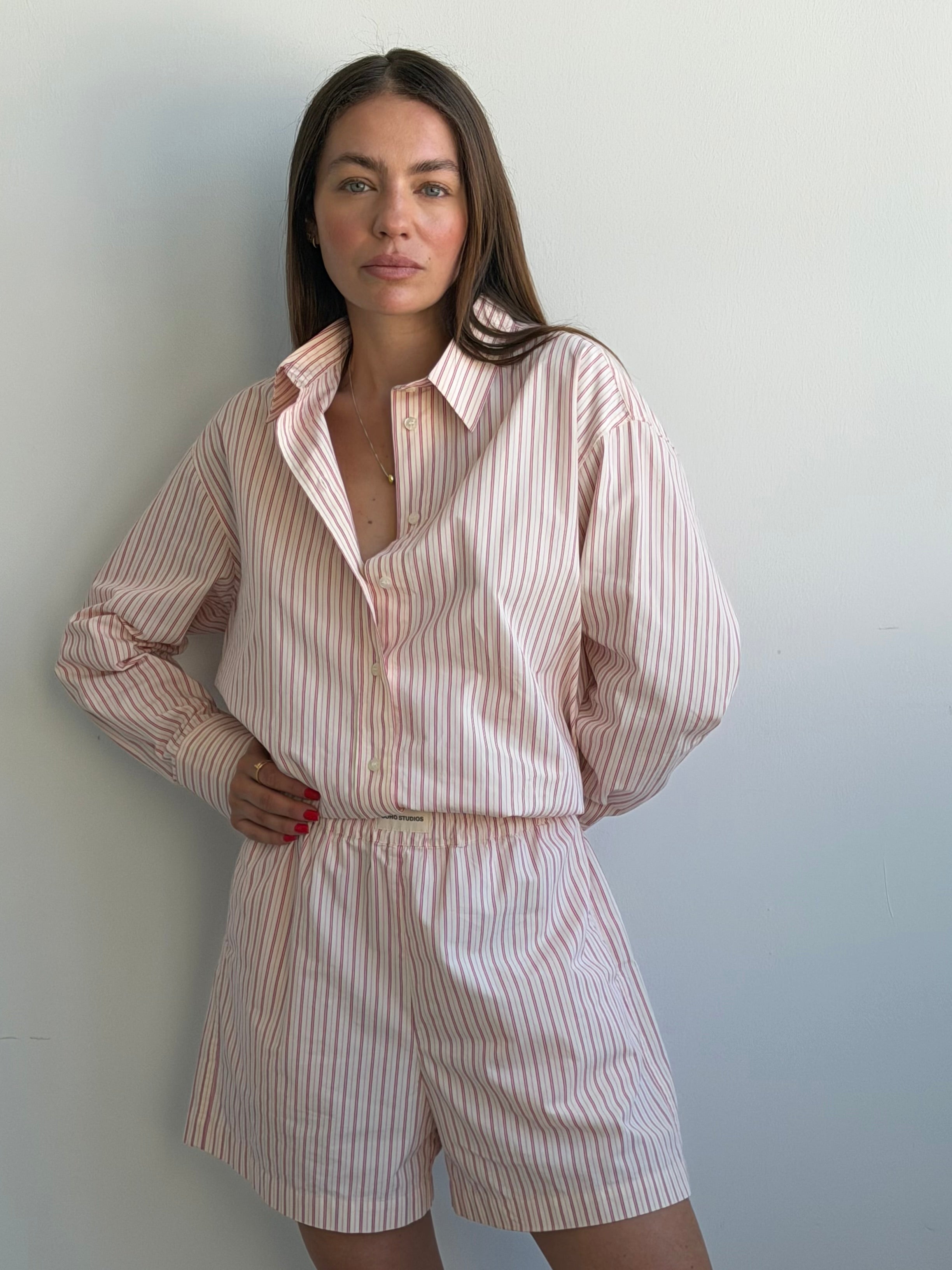 SOHO STUDIOS ELENA BLOUSE PINK STRIPE