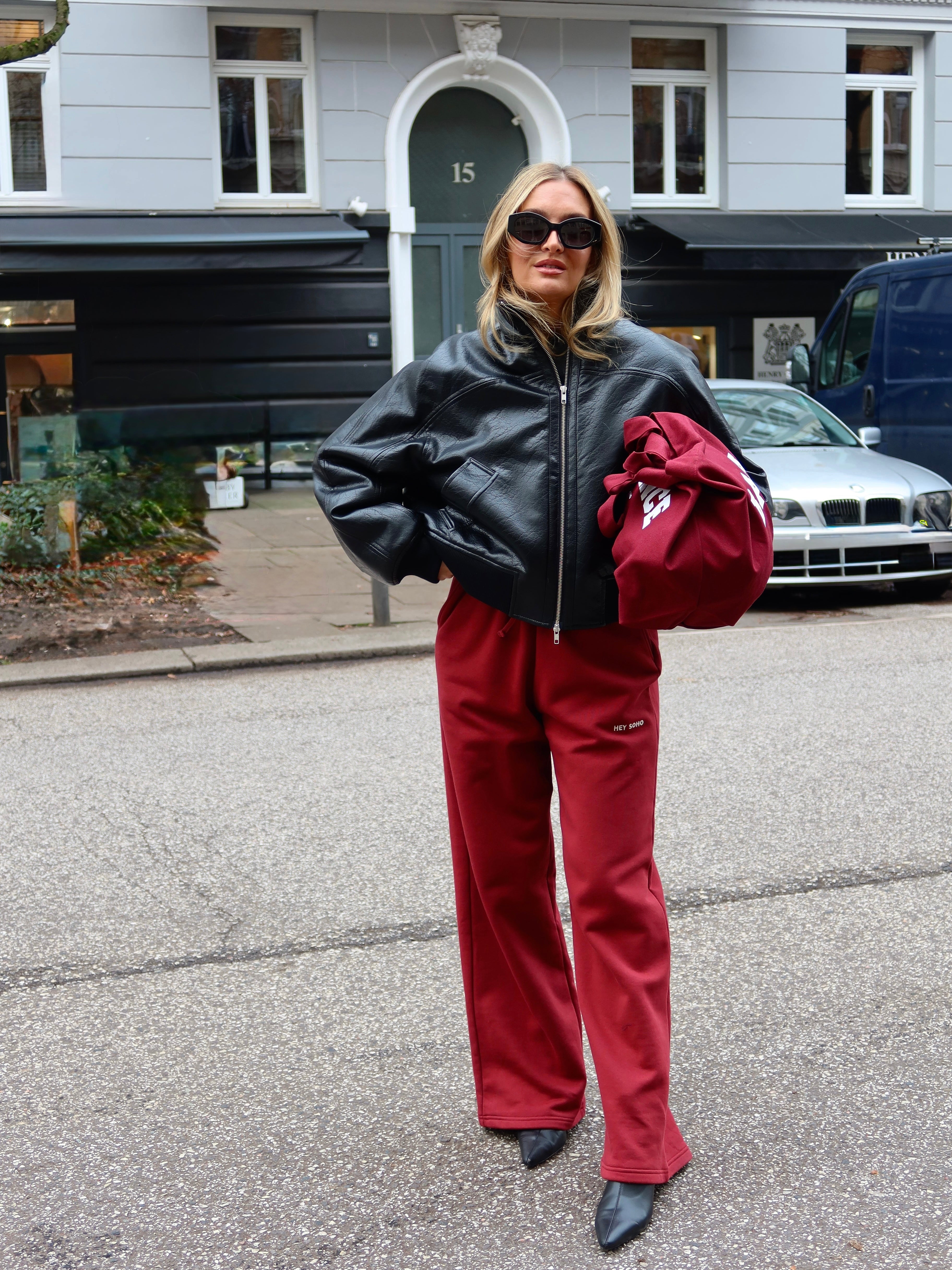 WIDE LEG Sweatpants  red wine I offwhite