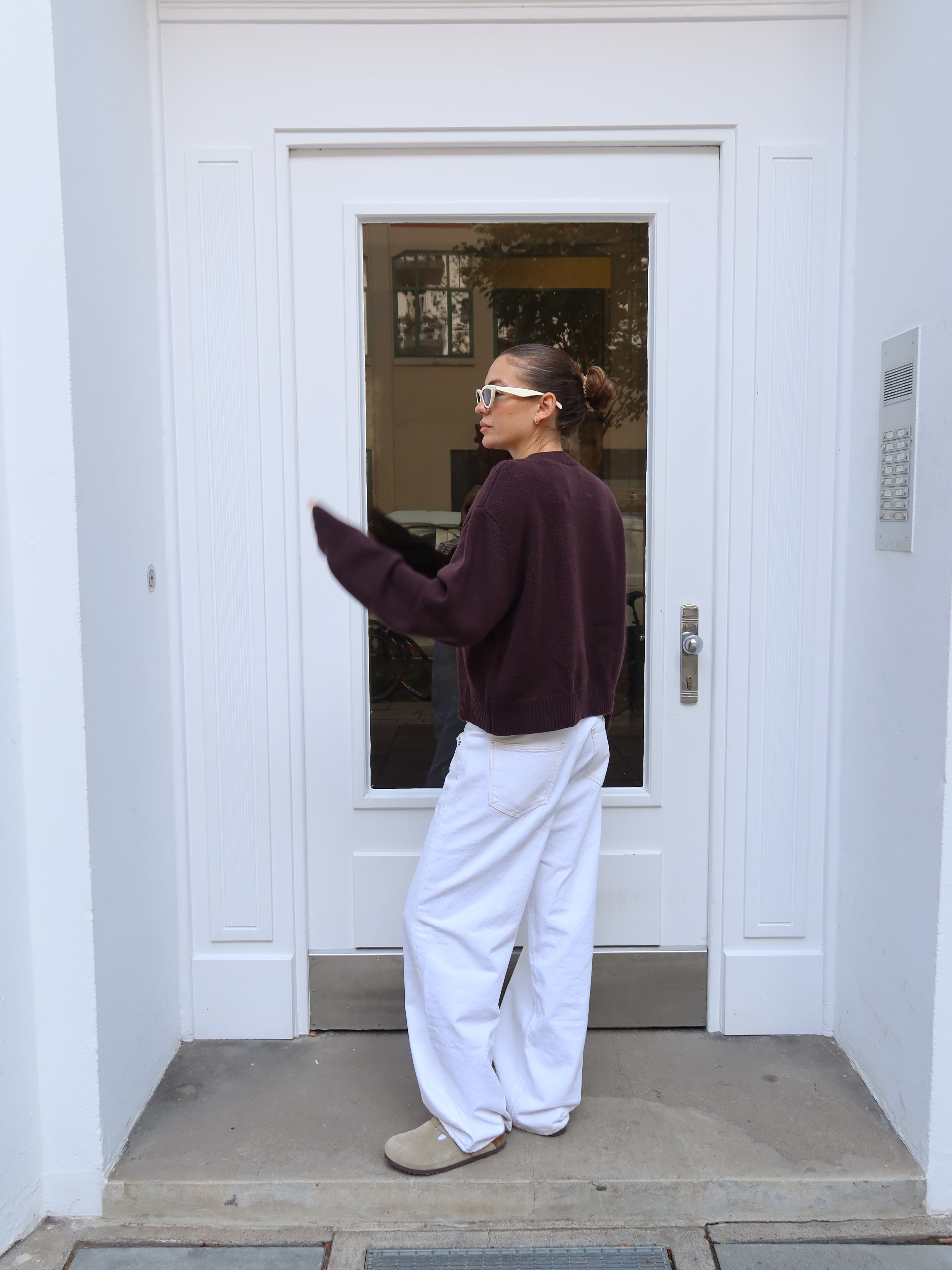 KATE CARDIGAN SHOULDER PADS aubergine