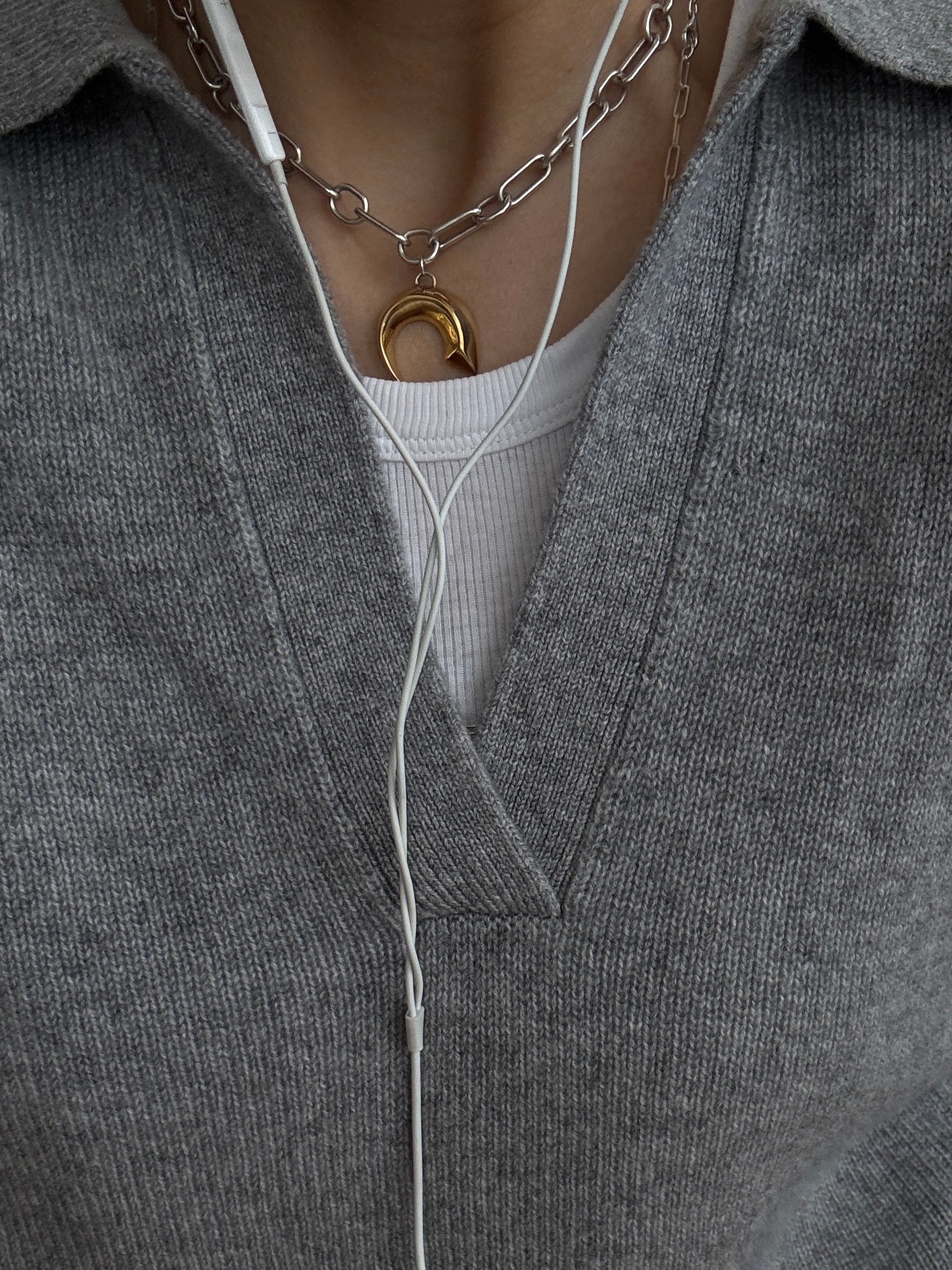 LORENA CASHMERE POLO grey melange