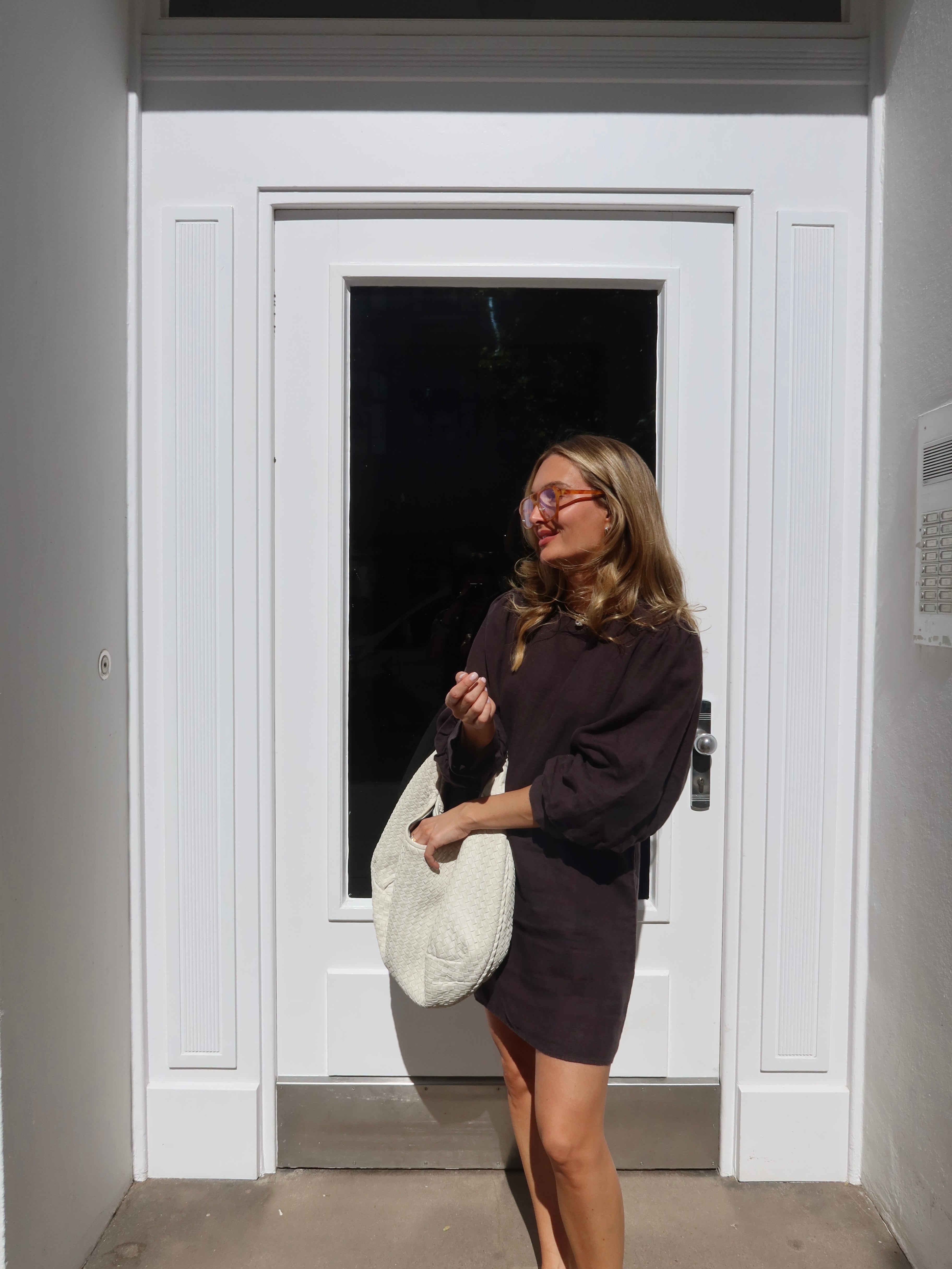 SOHO STUDIOS BELLA LINEN DRESS raw chocolate