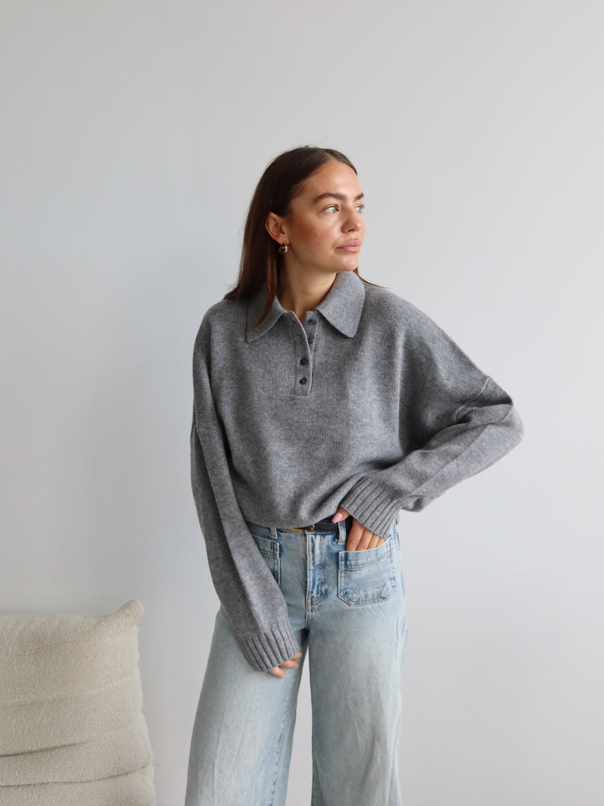 TAMY POLO SWEATSHIRT GREY MELANGE