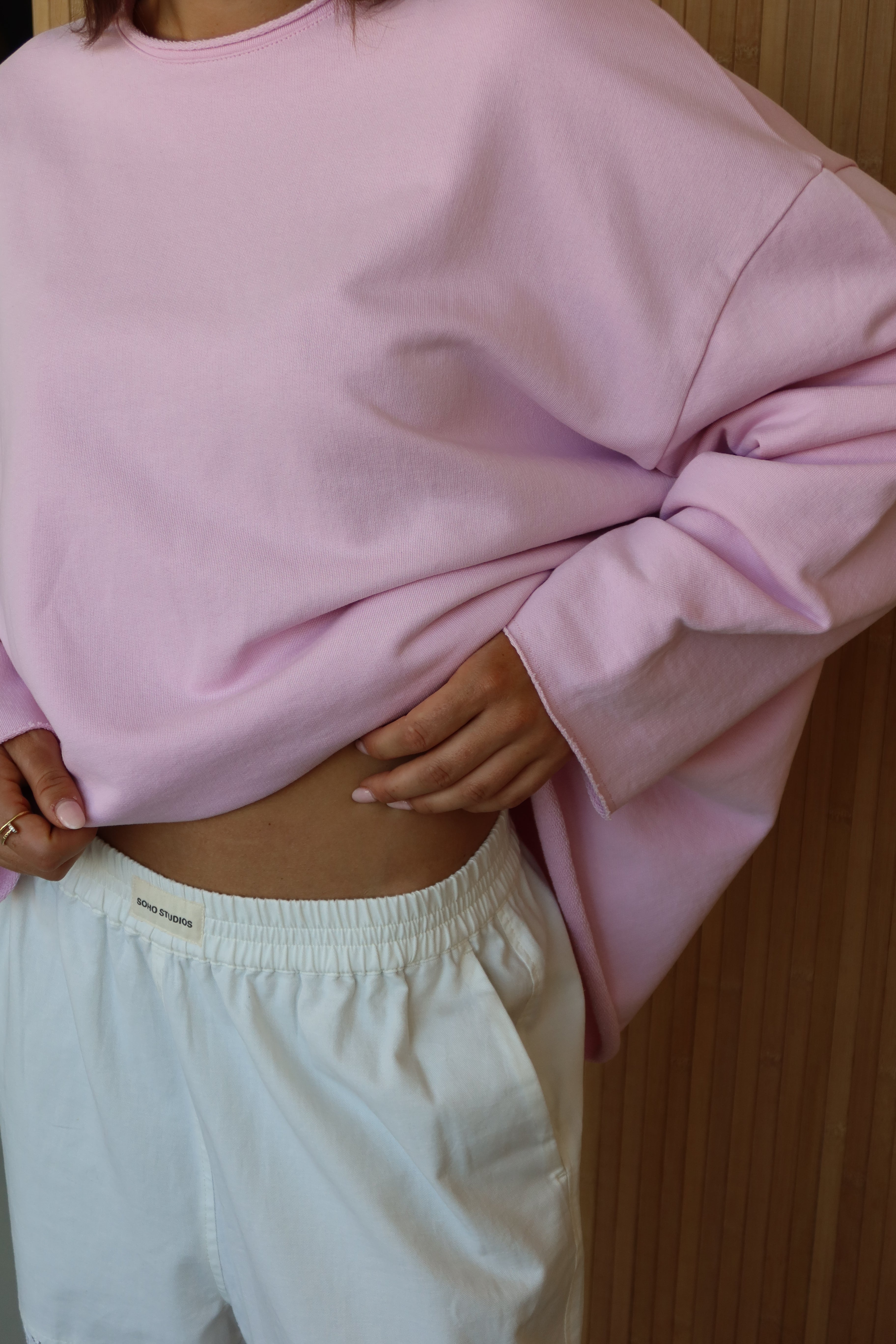 OPEN HEM SWEATSHIRT BLUSH