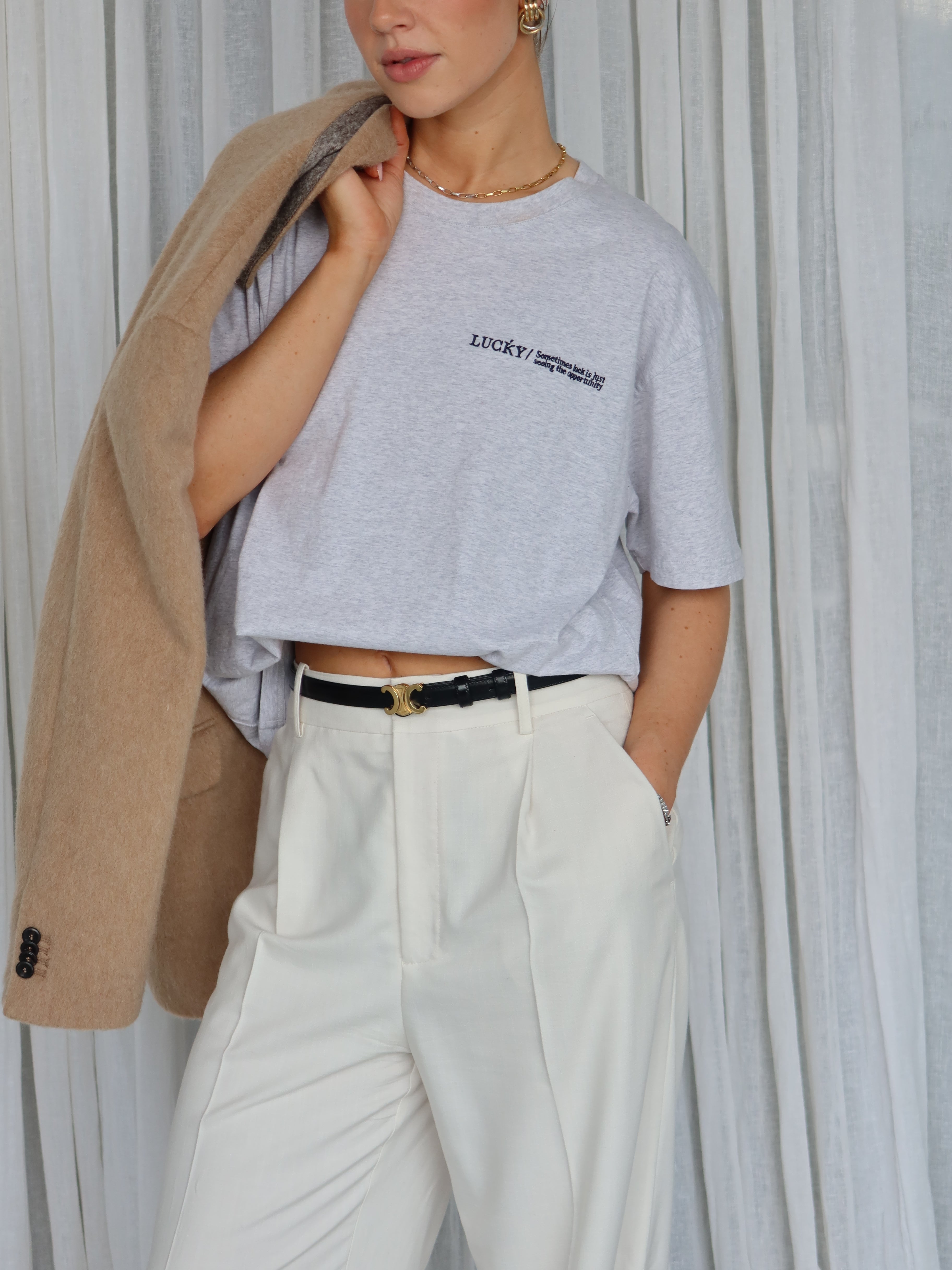 LUCKY T-SHIRT LIGHT GREY MELANGE