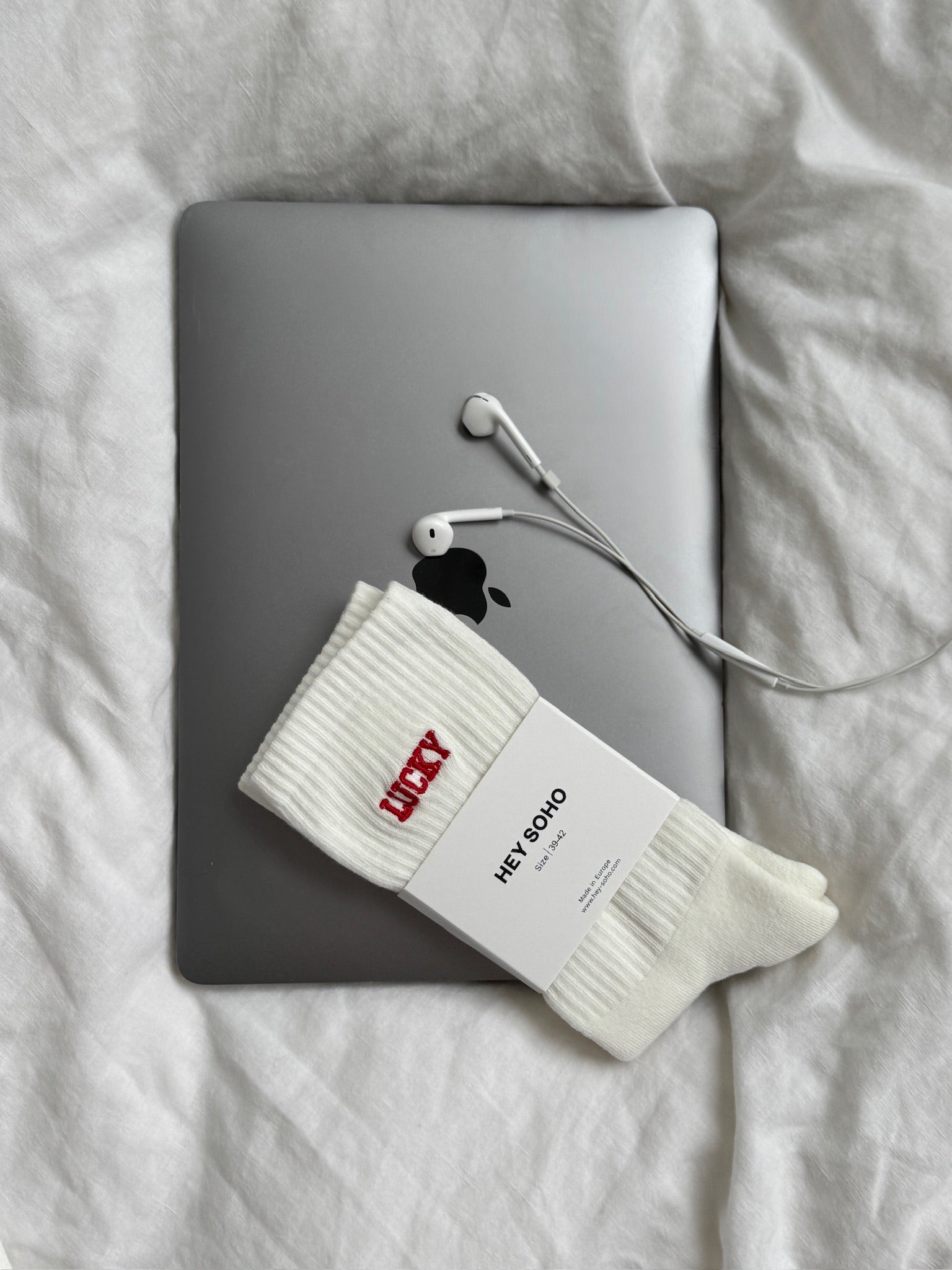 HEY SOHO LUCKY Socken offwhite I red