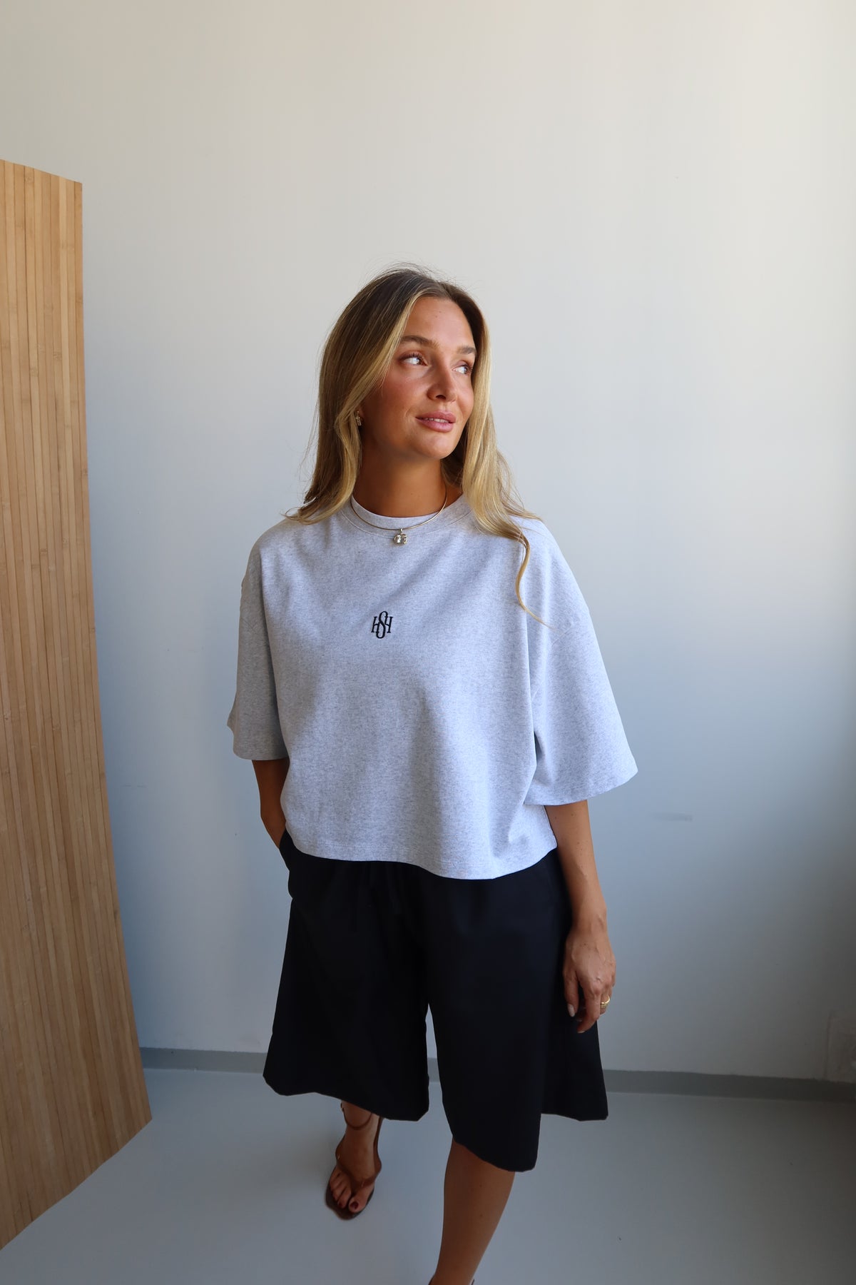 SOHO STUDIOS CROPPED T-SHIRT light grey melange (EMBROIDERY)