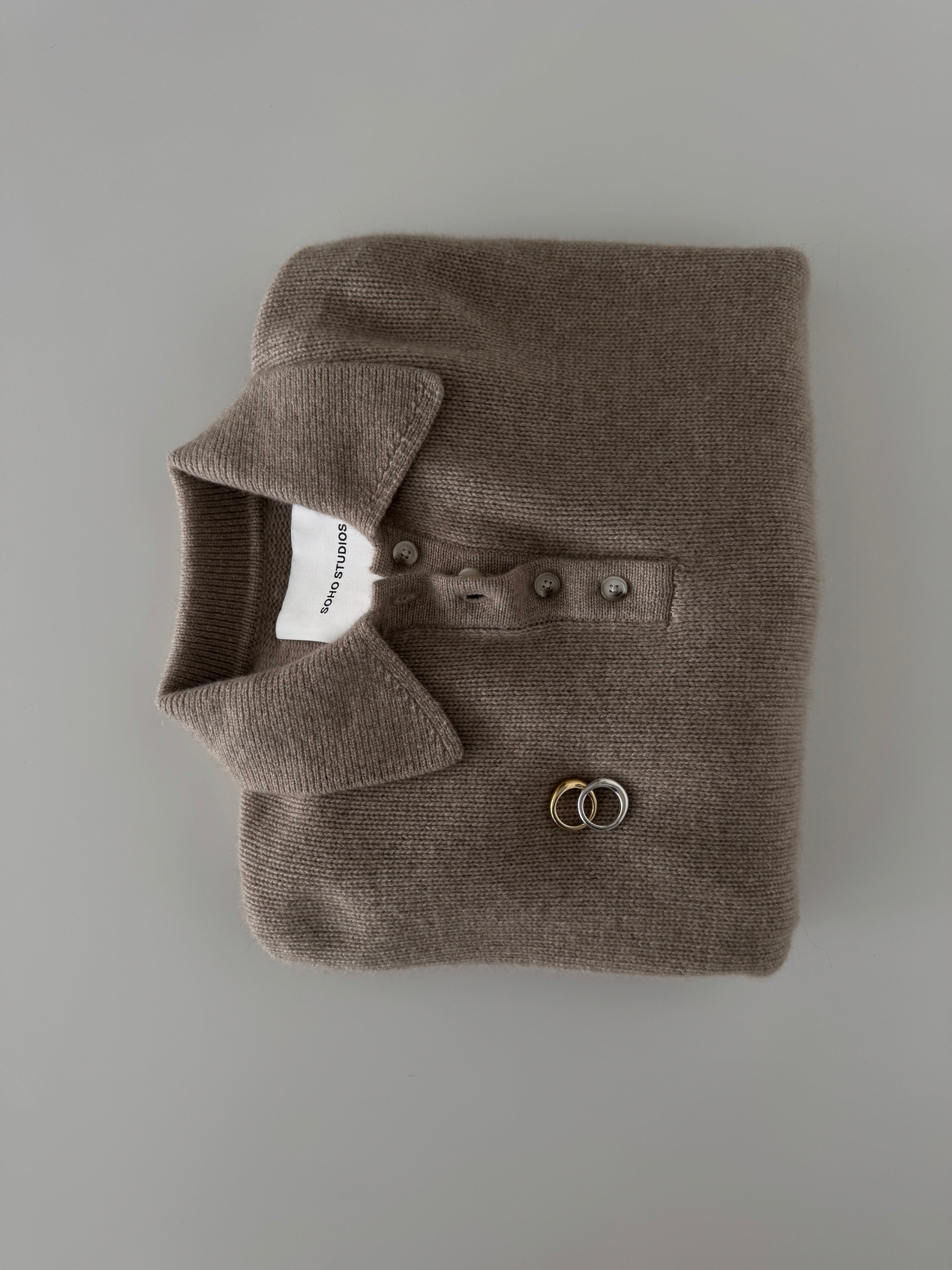 TAMY CASHMERE POLO dark natural melange