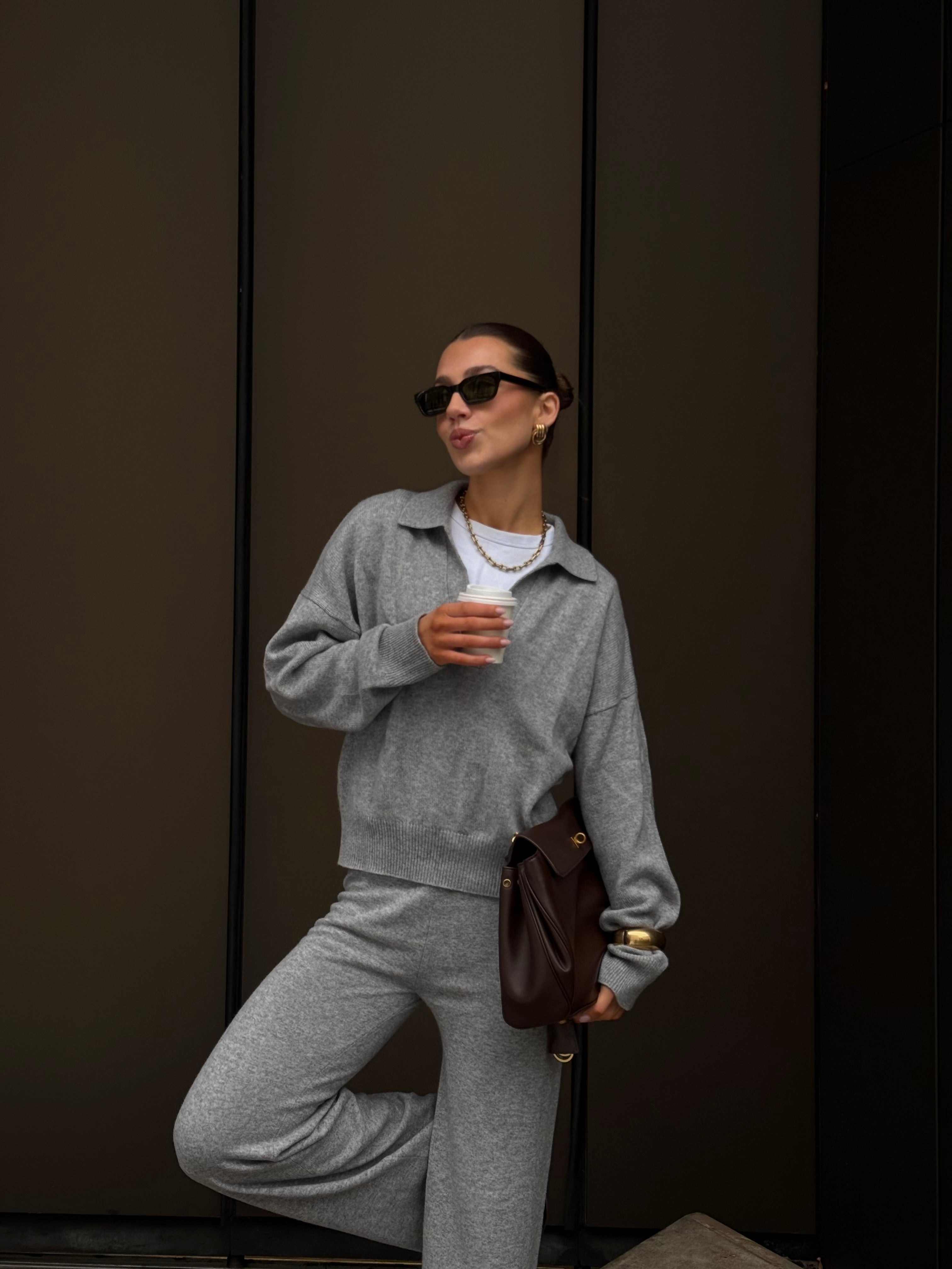 LORENA CASHMERE POLO grey melange