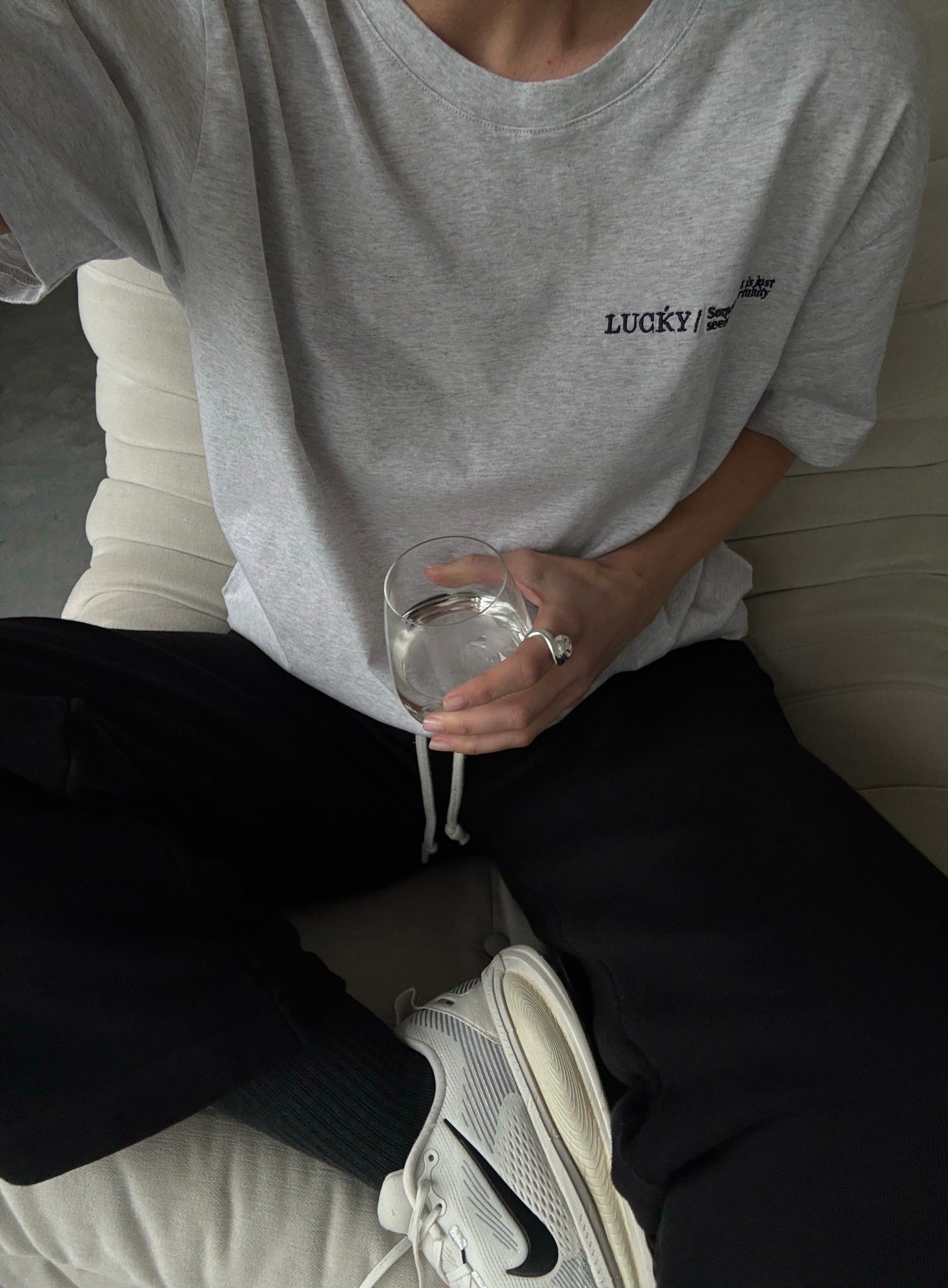 LUCKY T-SHIRT LIGHT GREY MELANGE