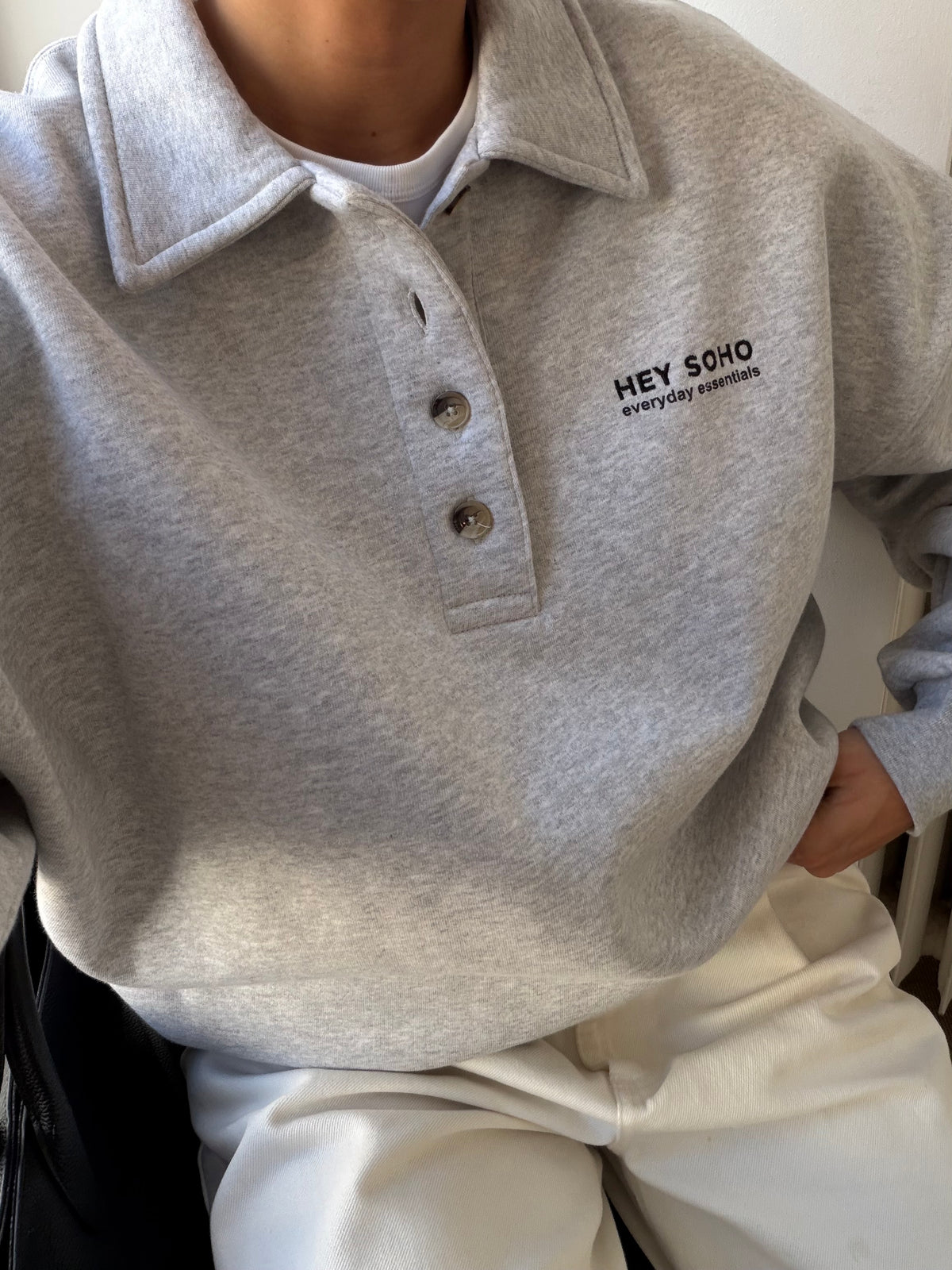 POLO SWEATSHIRT LT GREY MELANGE
