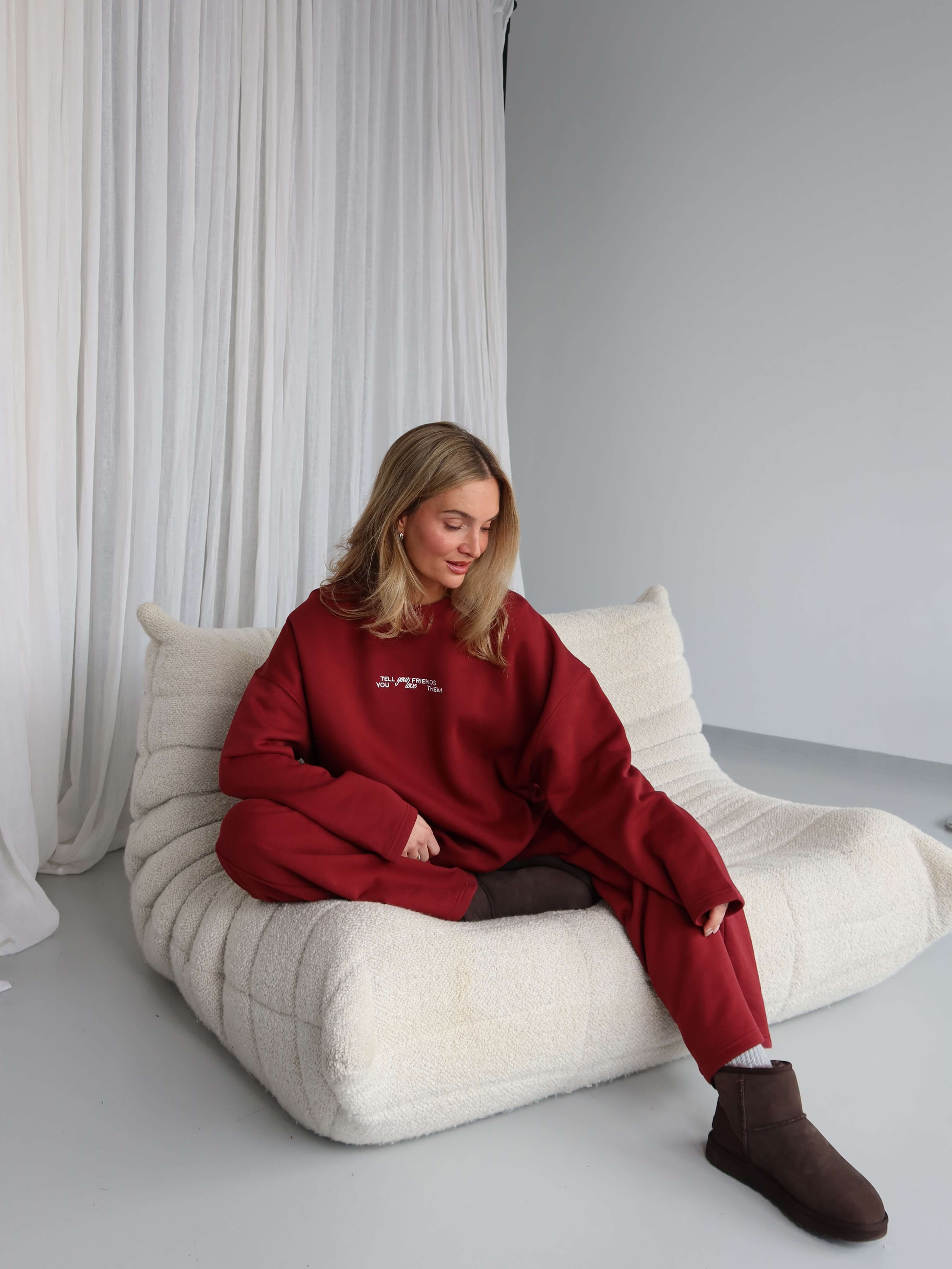 TELL YOUR FRIENDS Sweatshirt red wine I offwhite