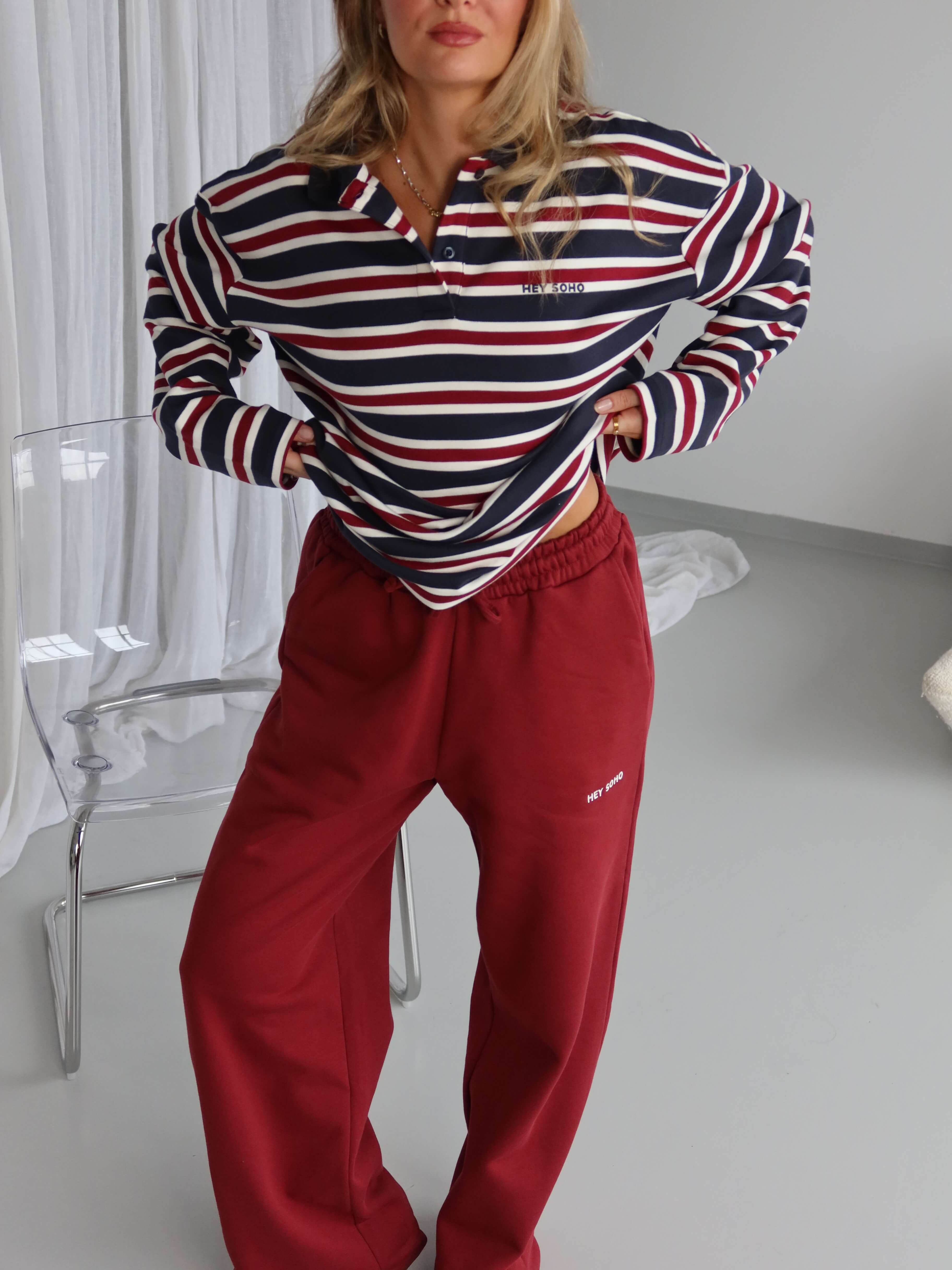 WIDE LEG Sweatpants  red wine I offwhite