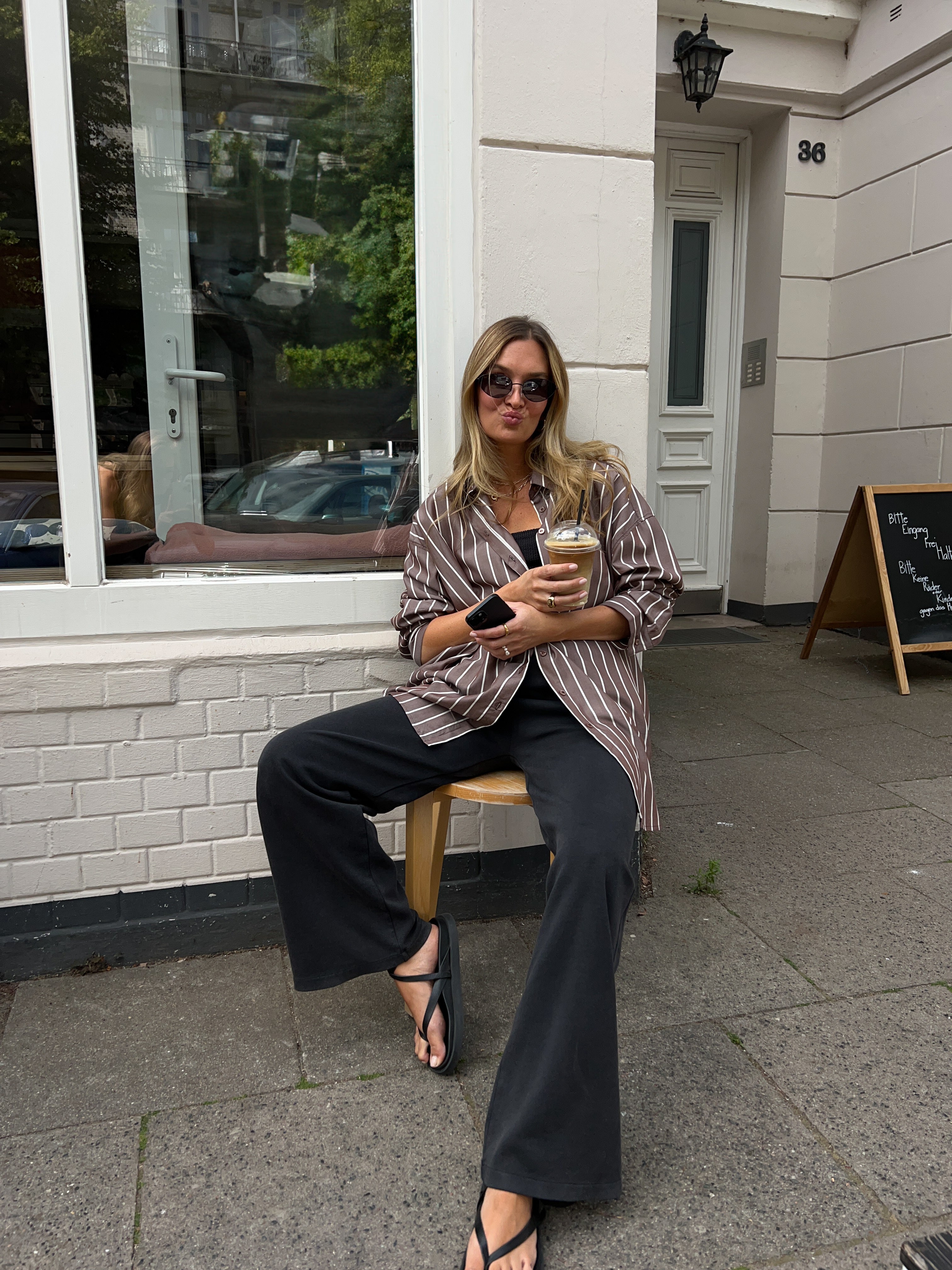 SOHO STUDIOS JOANA Bluse brown striped