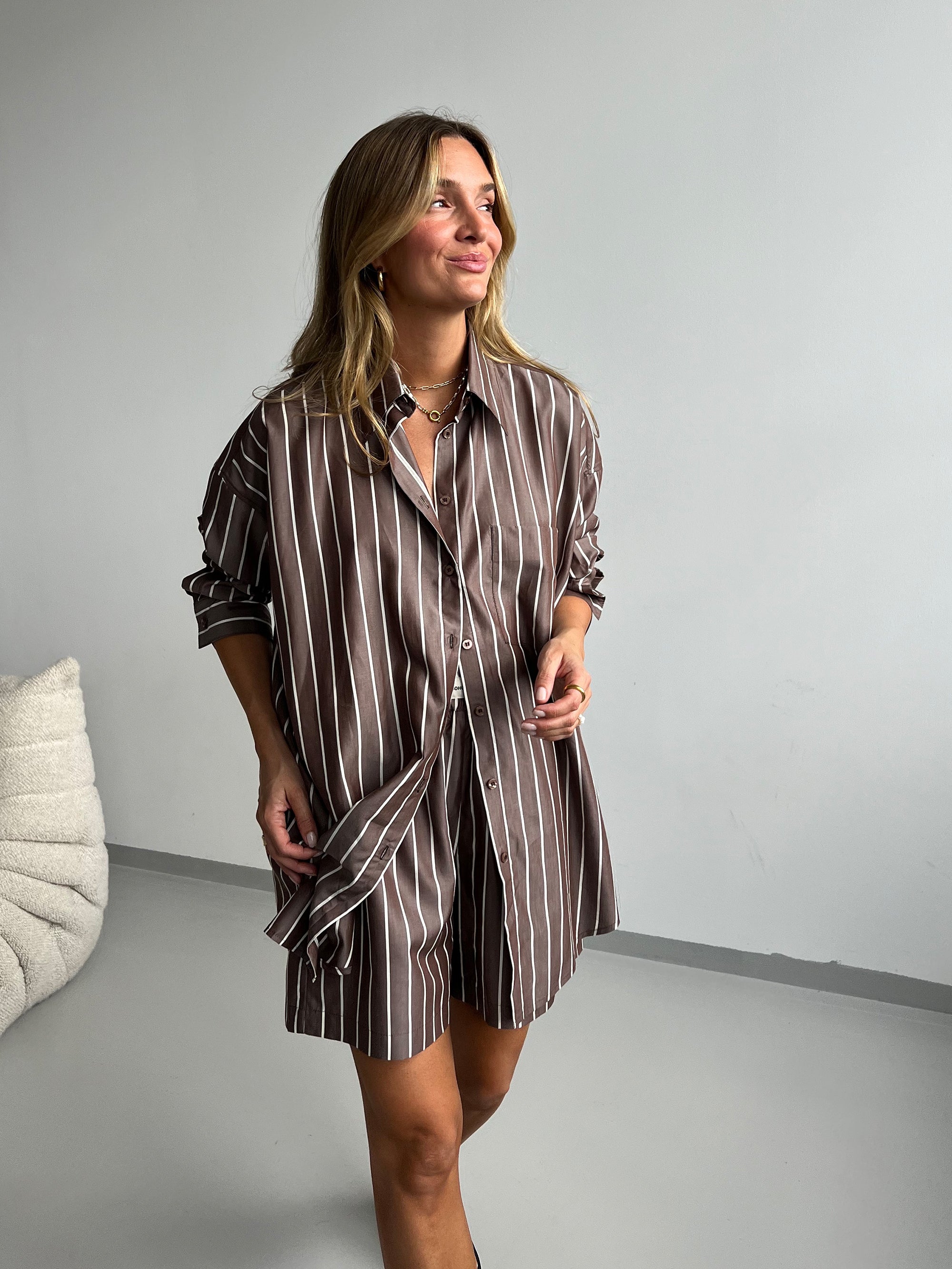 SOHO STUDIOS JOANA Bluse brown striped