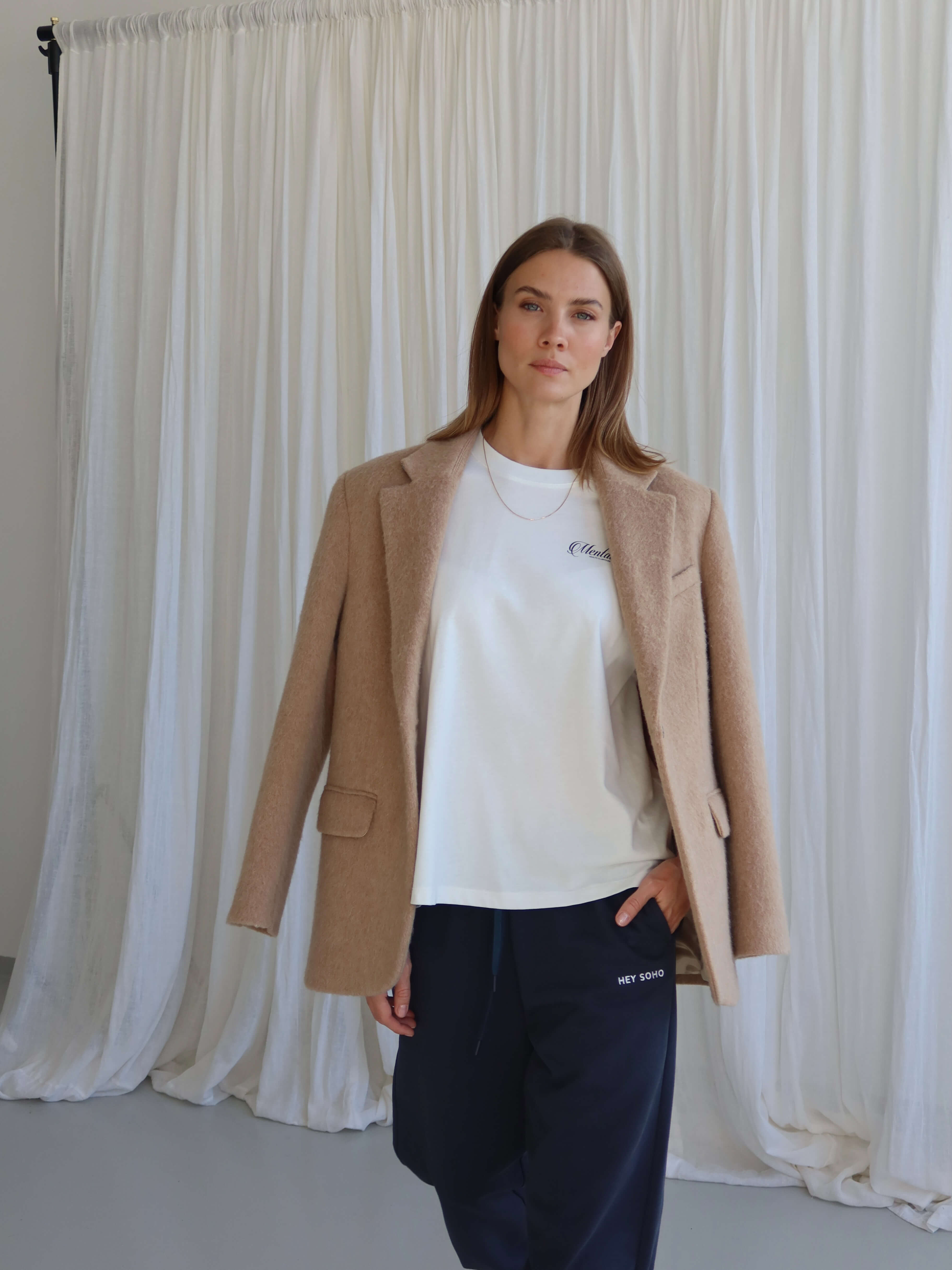 HEY SOHO BASIC SWEATPANTS midnight | white