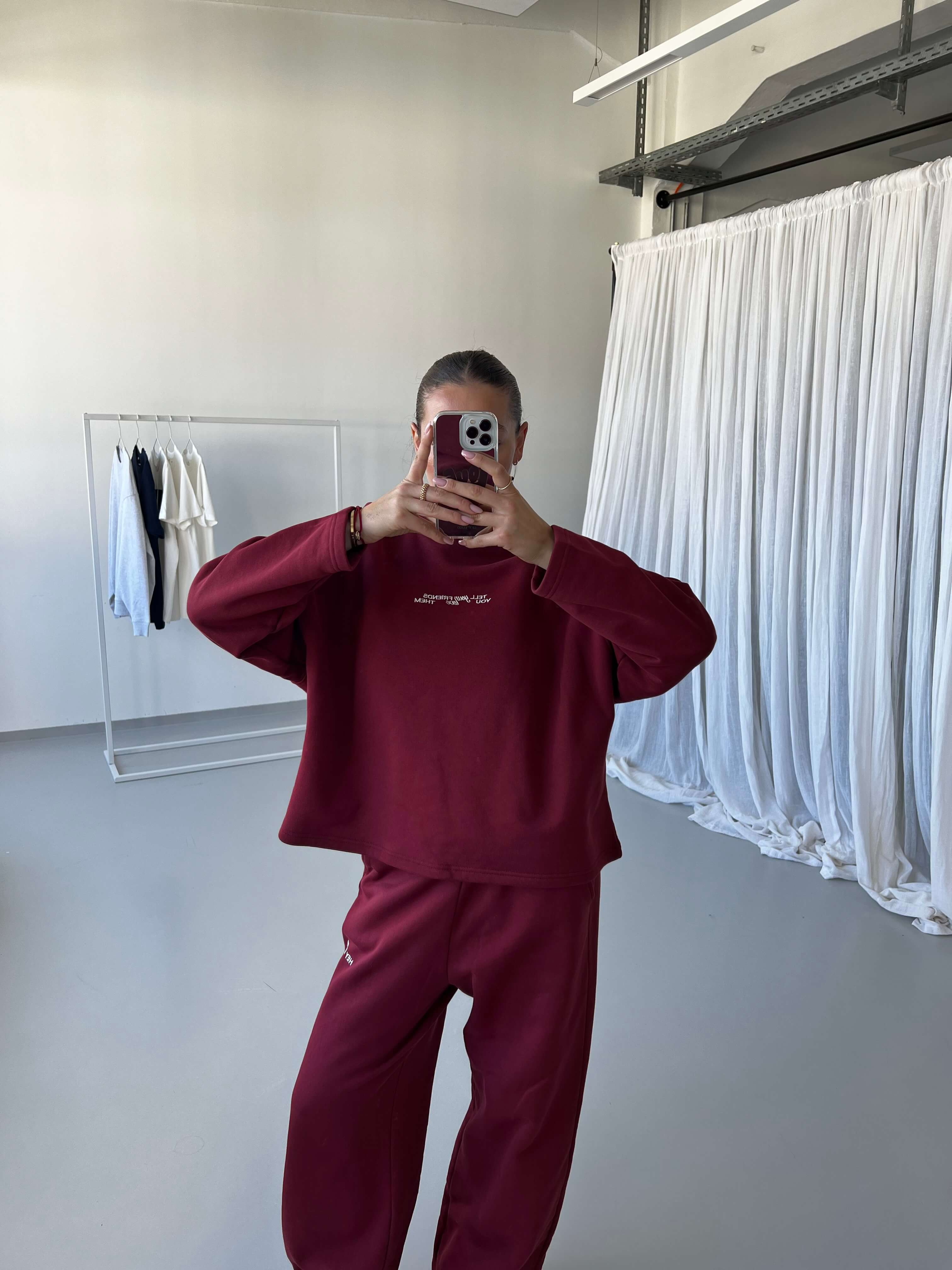 TELL YOUR FRIENDS Sweatshirt red wine I offwhite