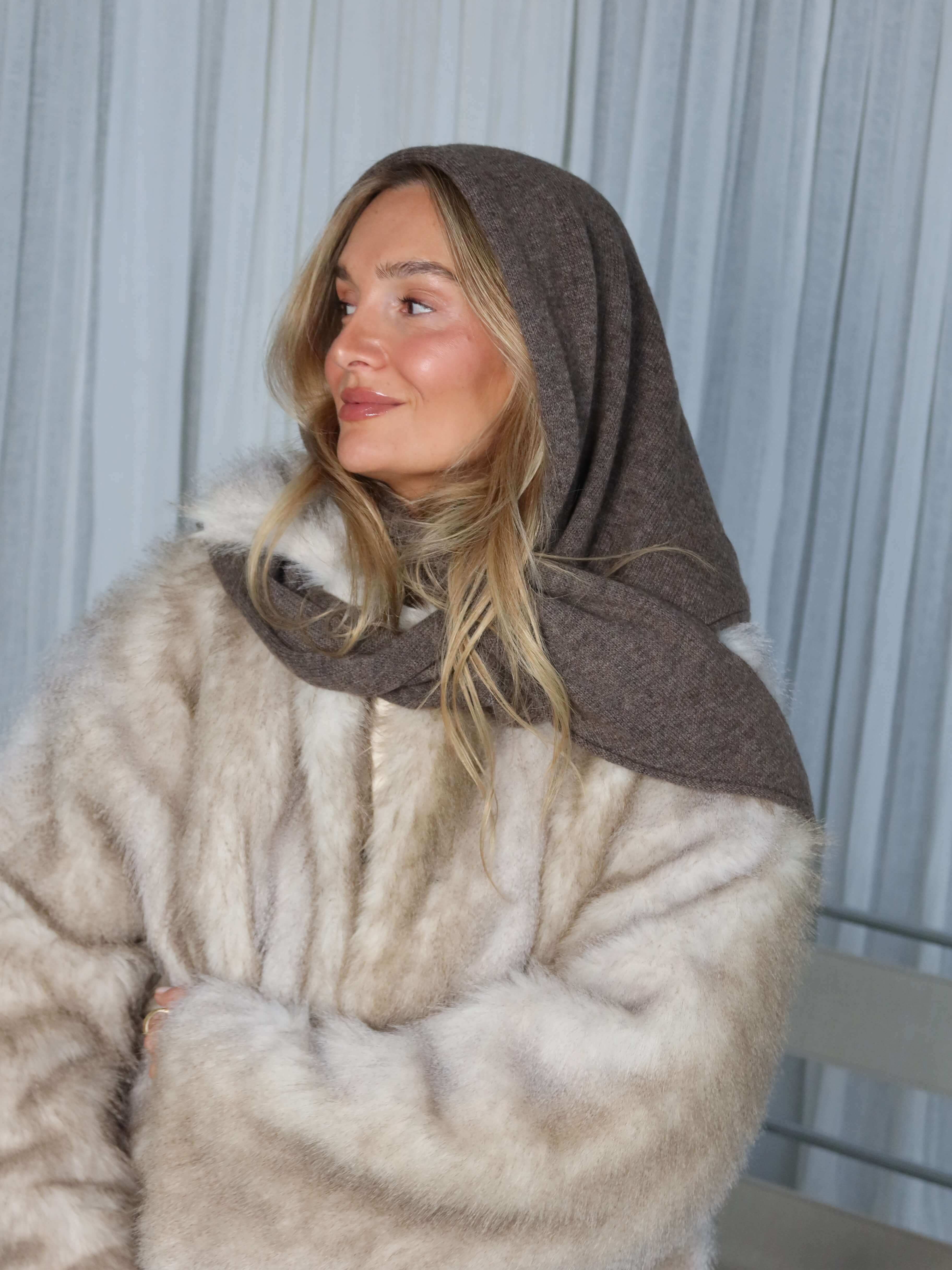 TAYA Cashmere Scarf dark brown melange