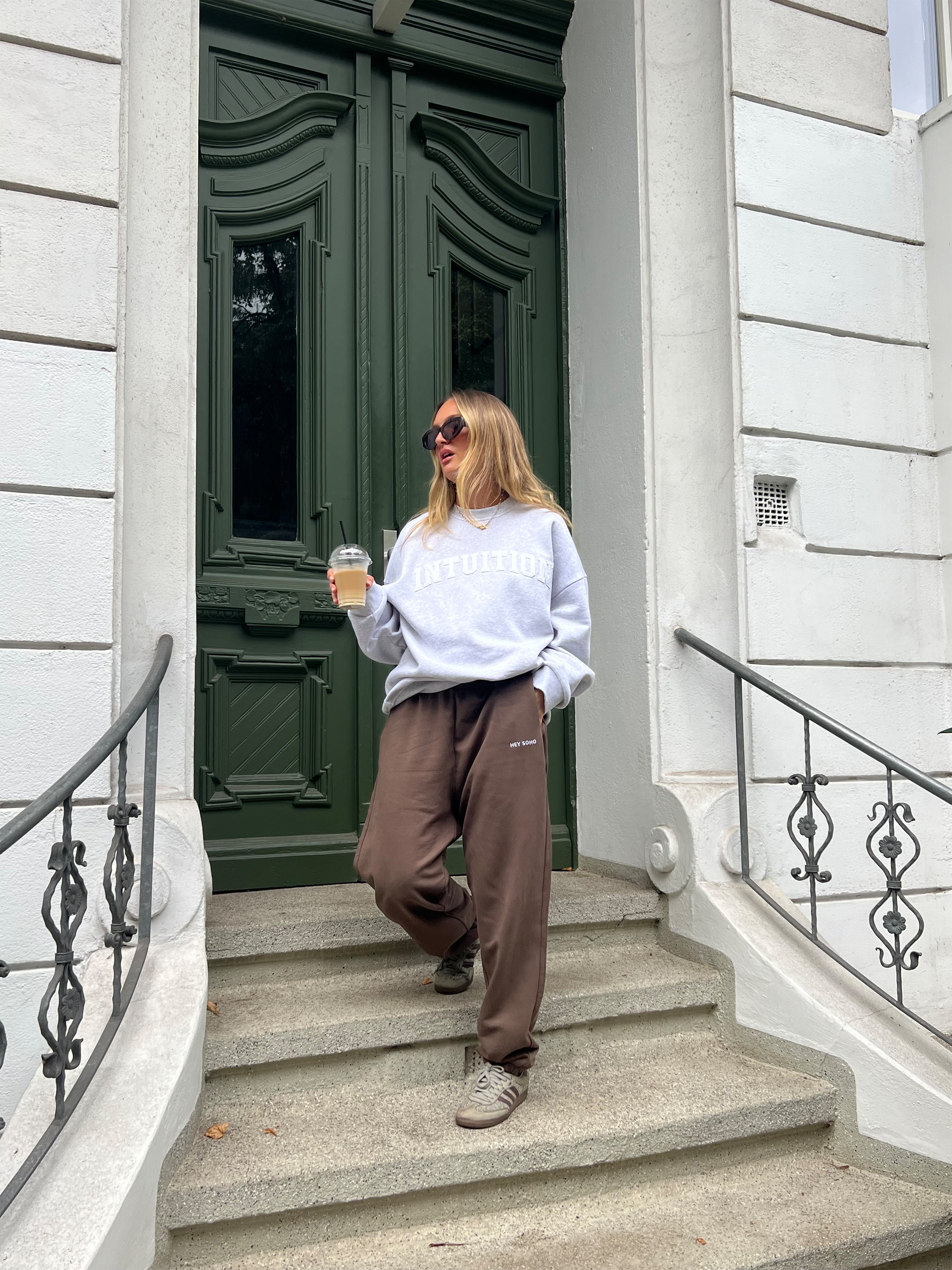 INTUITION Sweater light grey melange | white