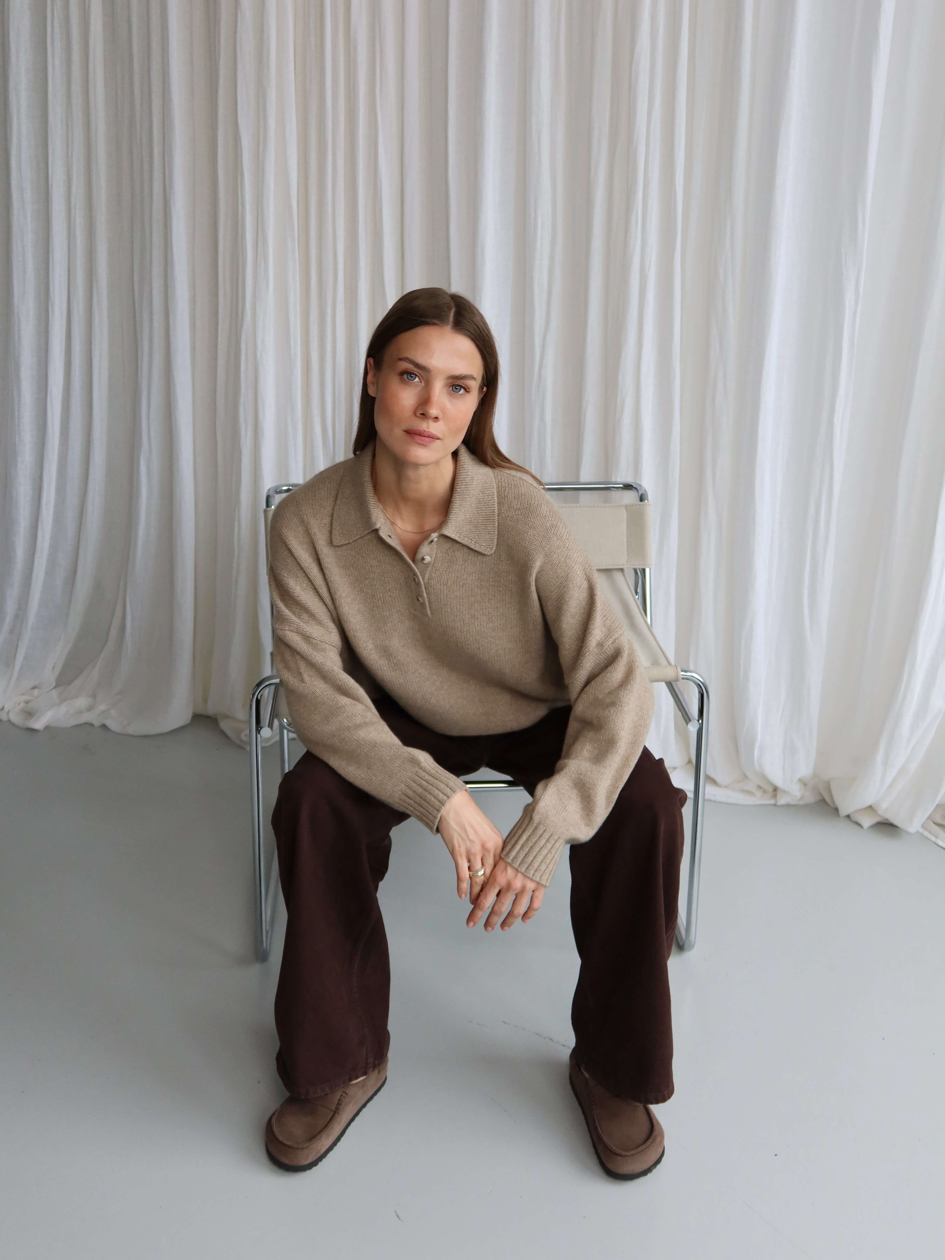 TAMY CASHMERE POLO dark natural melange